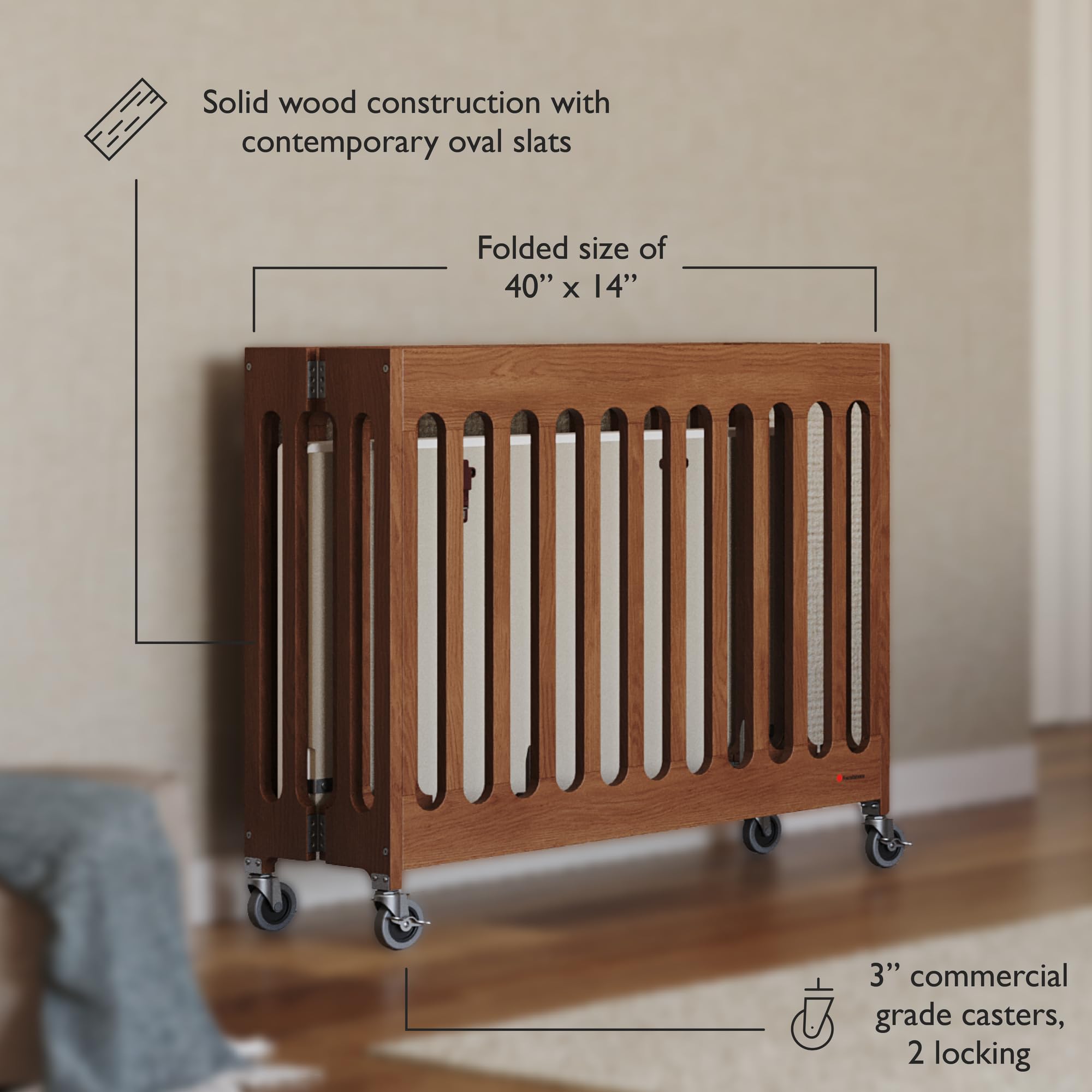Portable Folding Mini Crib with Foam Mattress