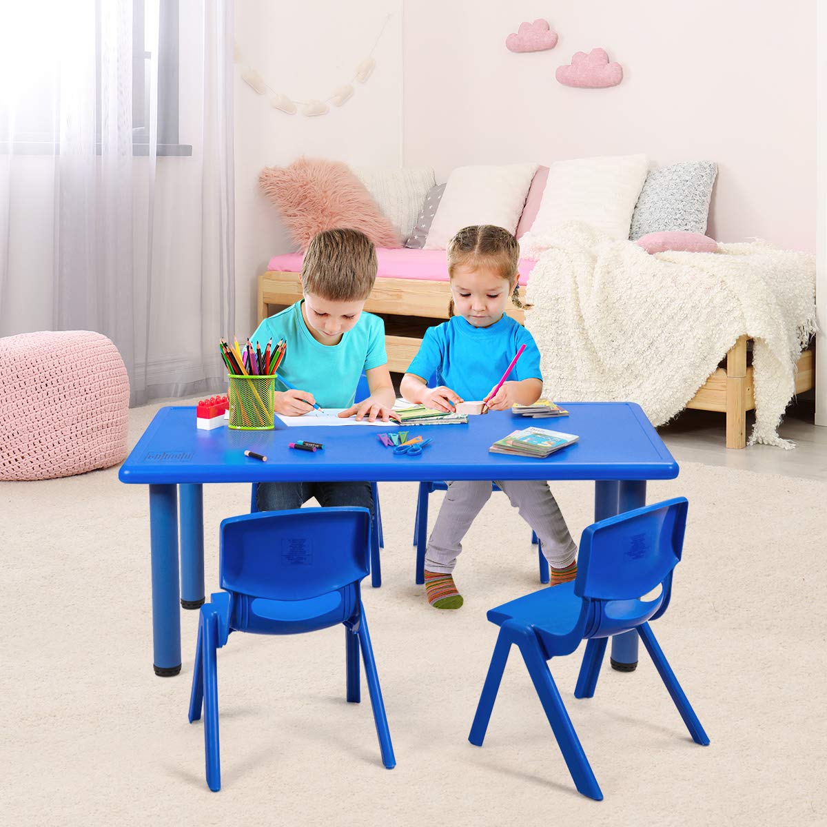 47 x 23.5 Inch Rectangular Kids Table, Children School Activity Table