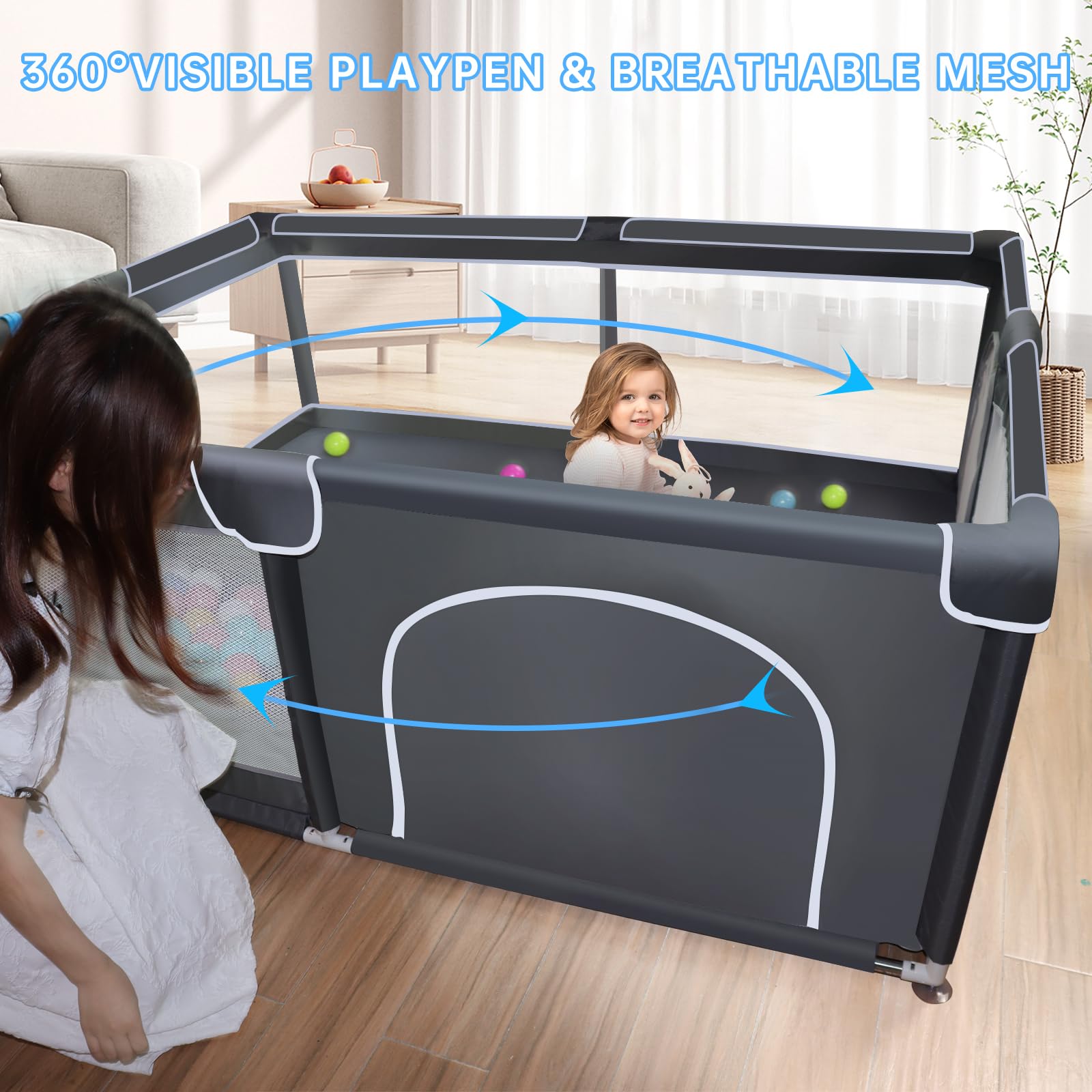 Baby Playpen 50x50 Inch Large Indoor Outdoor Play Yard