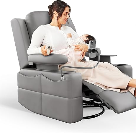 Rocking Chair Nursery with Adjustable Armrests, Electric