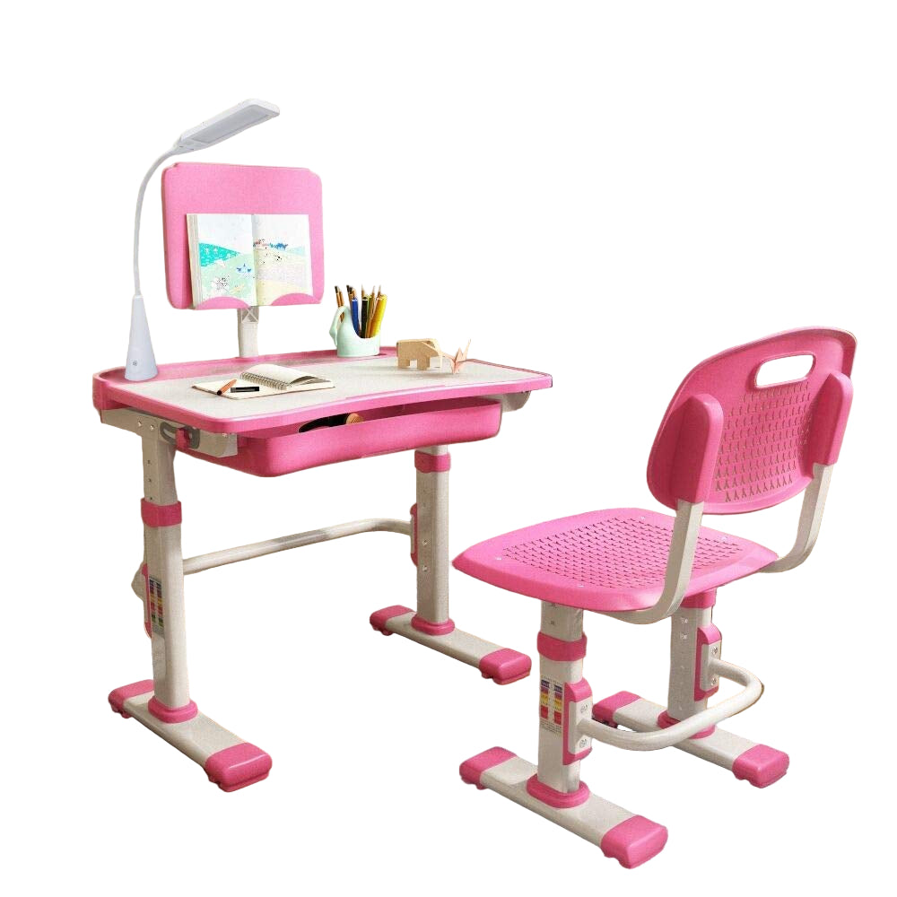 Blue Wooden Kids Desk and Chair Set,Kids Study Desk with 2 Drawers
