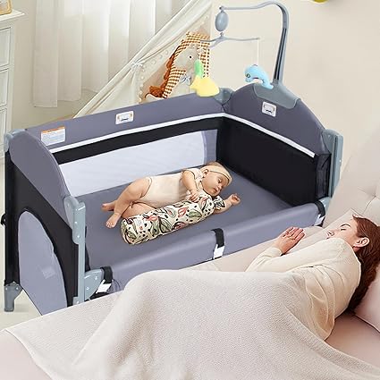 Bassinet Bedside Crib, Pack and Play Long Next to Parents