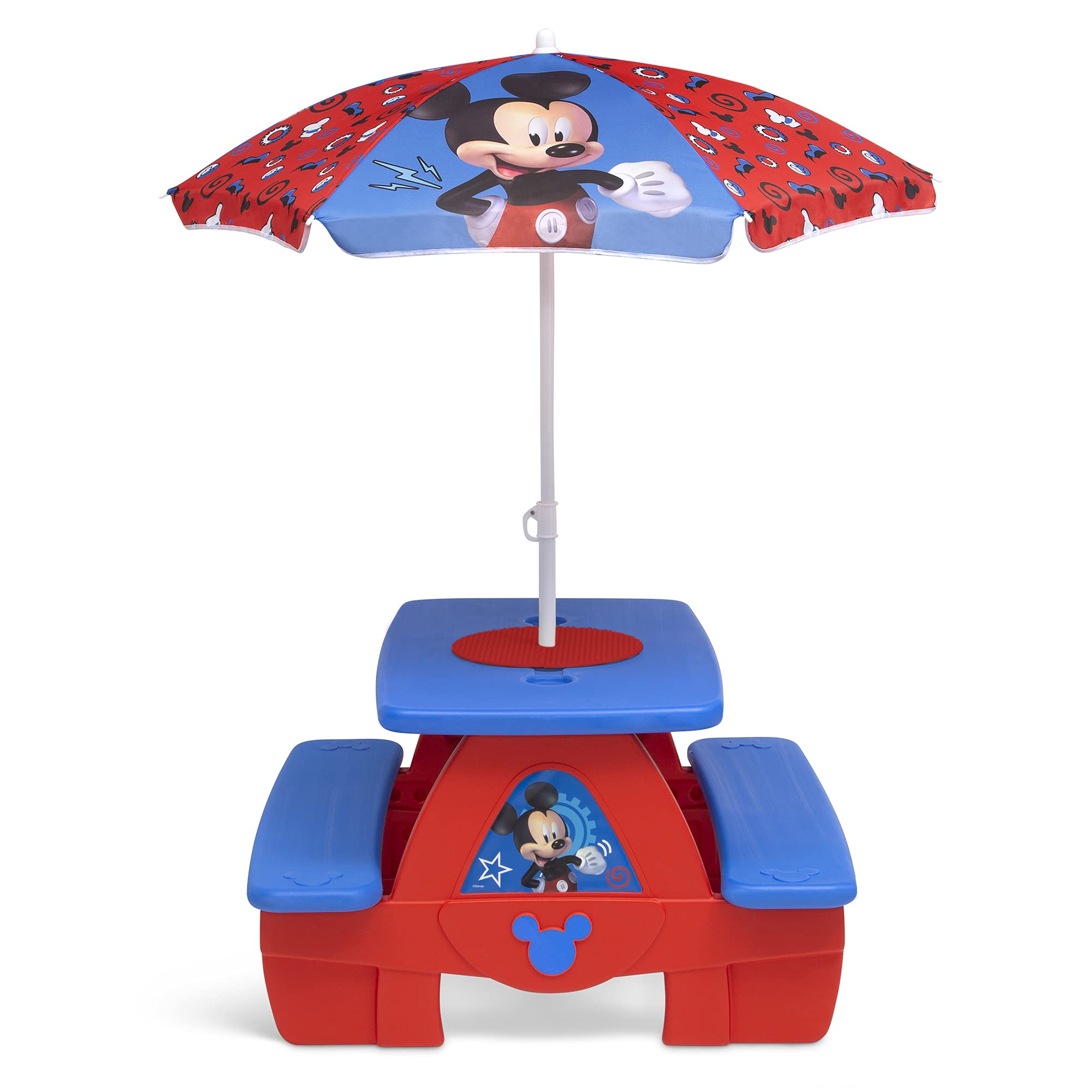 Mouse 4 Seat Activity Picnic Table with Umbrella and Lego Compatible