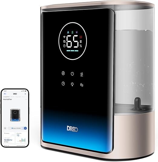 8L Smart Humidifiers for Bedroom 600ft², 80H Runtime Warm&Cool Supersized Mist