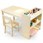 Kids Art Table and Chair Set, Birch Wooden Activity Craft Table