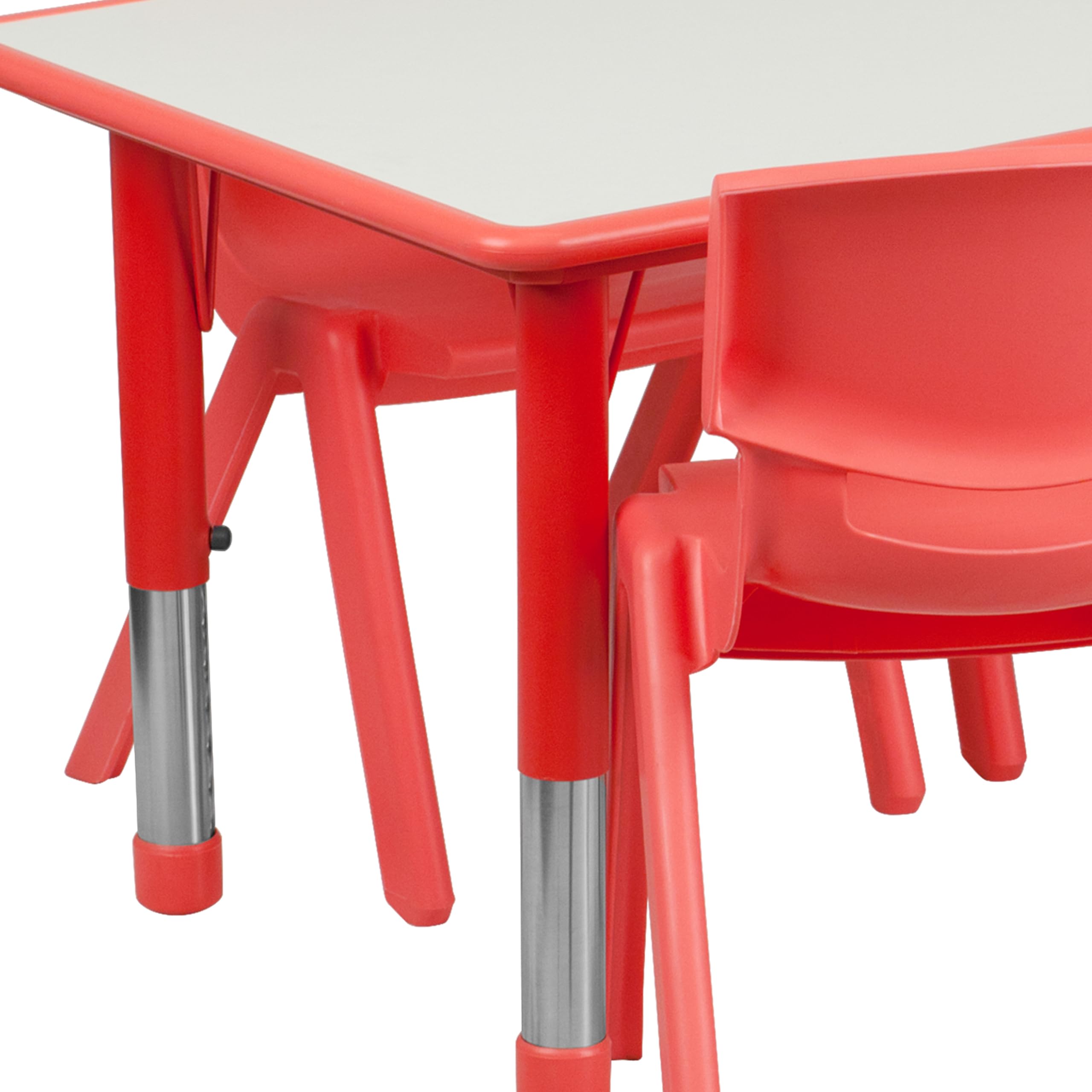 Red Plastic Activity Table Set with 6 Chairs
