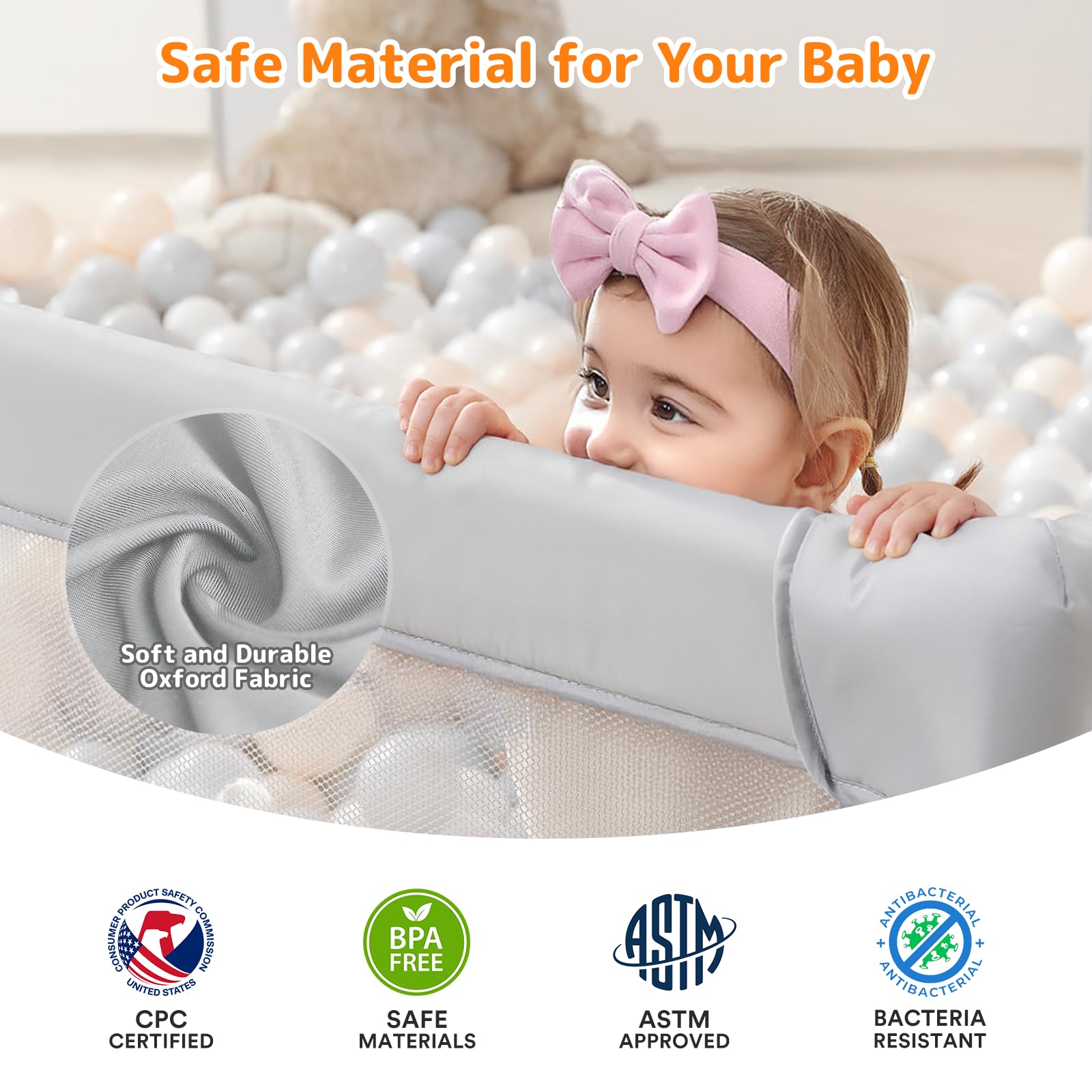 Foldable Baby Playpen with Mat 71x59