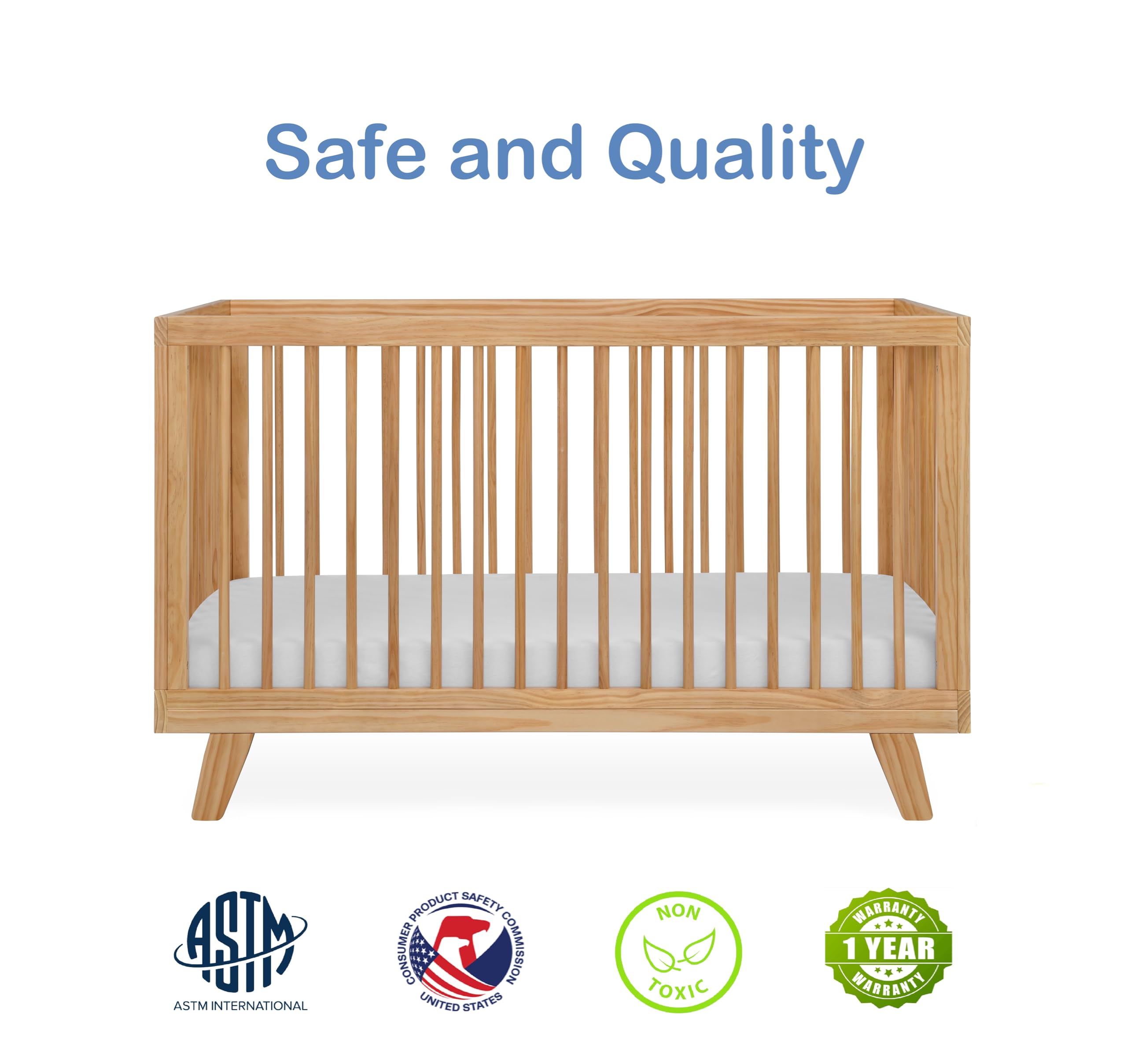 3-in-1 Convertible Baby Crib with Adjustable Mattress Heights