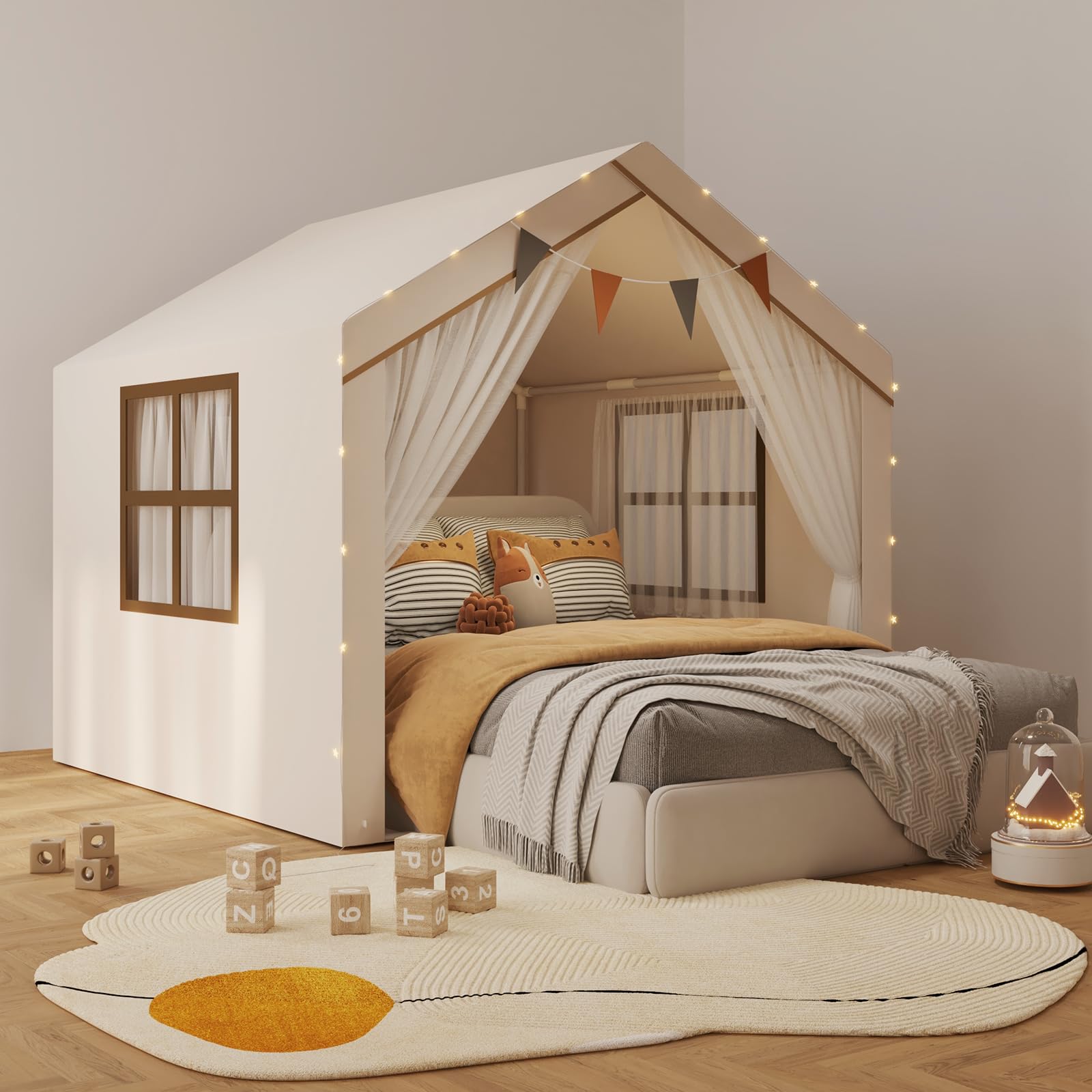 Kids Play Tent with LED Lights and Mat