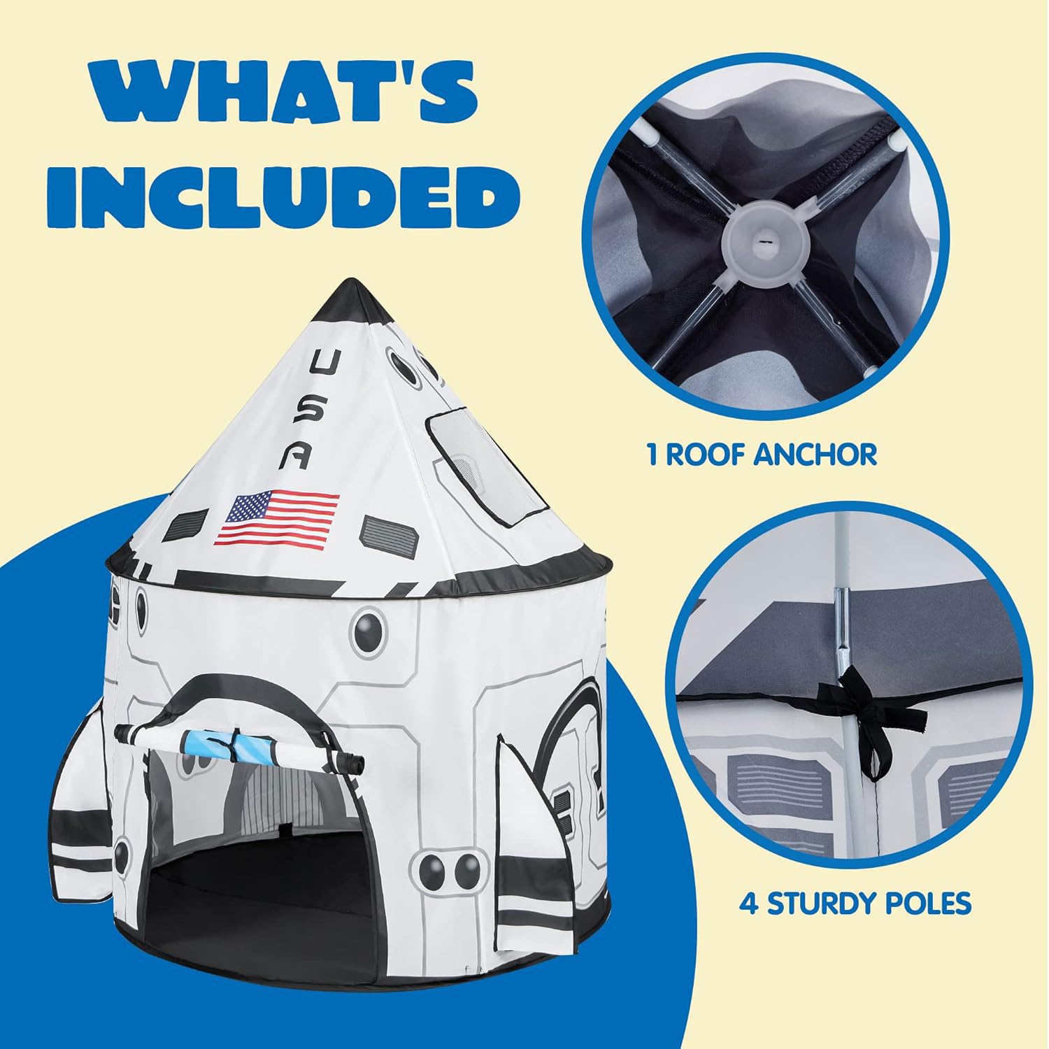 Rocket Ship Play Tent for Kids Indoor Outdoor