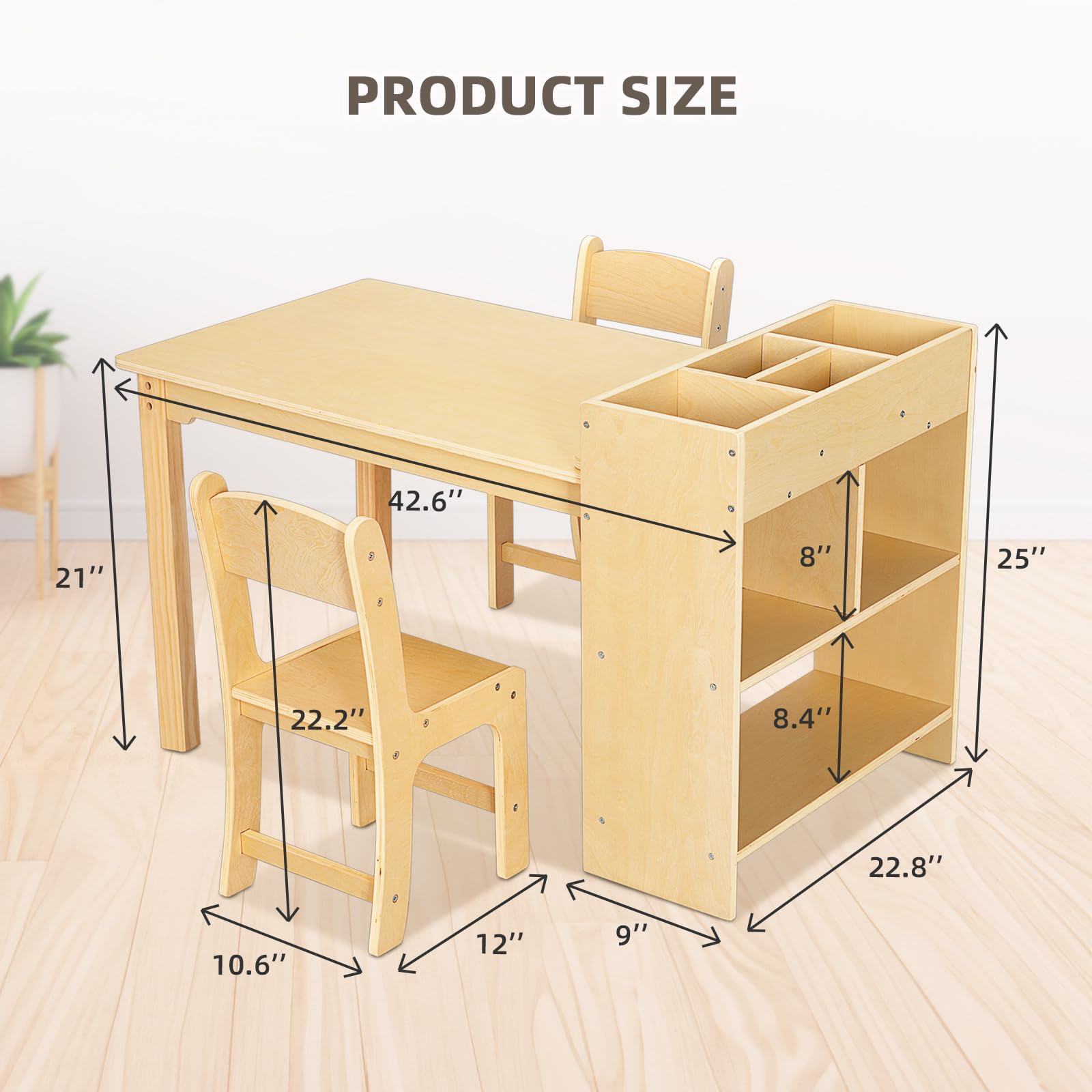 Kids Activity Table with Storage and 2 Chairs