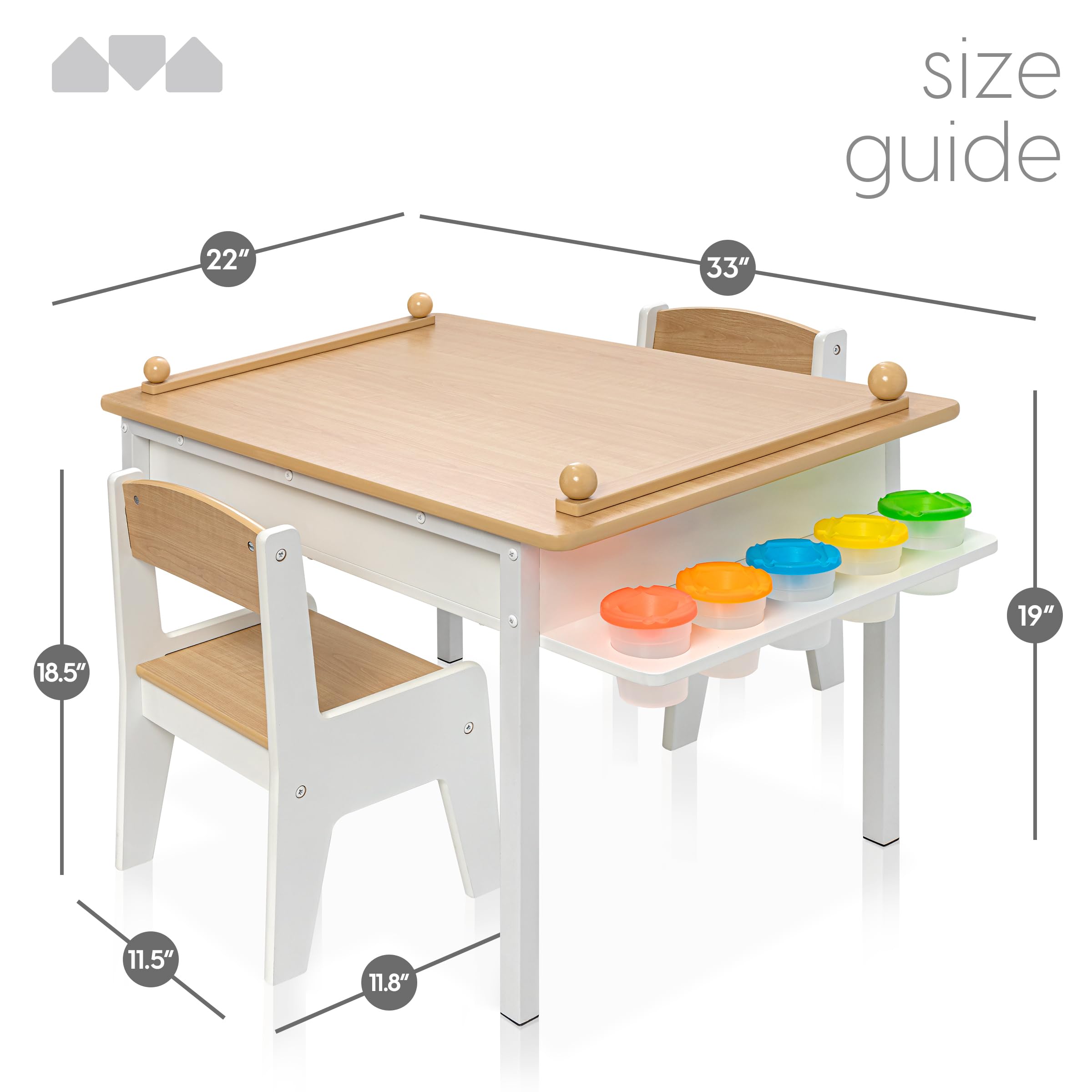 2-in-1 Kids Art Table and Chair Set with Storage and Easel