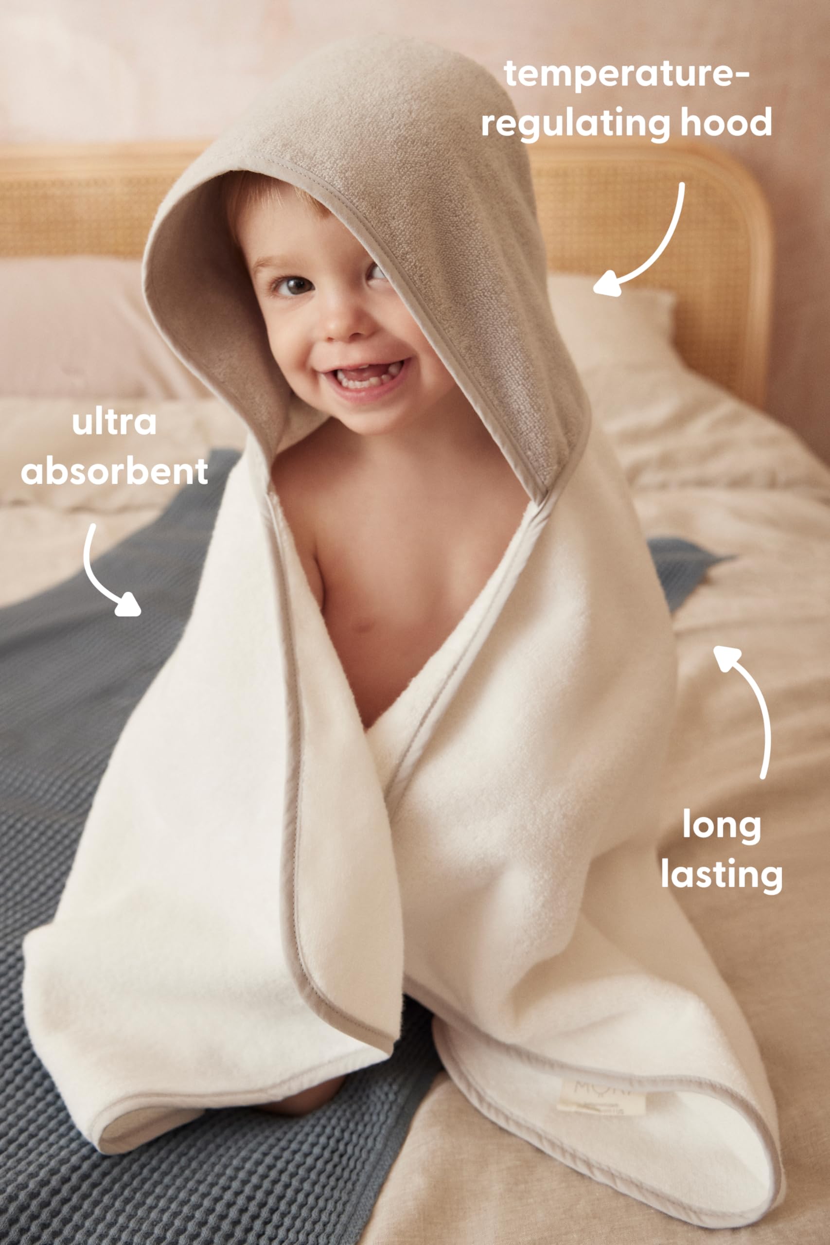 and Girls Hooded Bunny Bath Towel in Blush - Unisex Baby Toddler