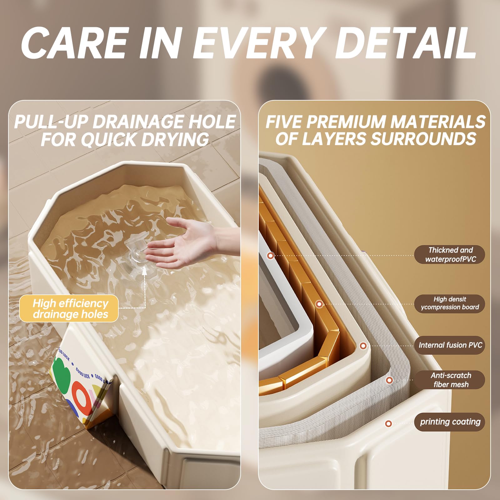 Foldable Kids Bathtub with Non-Slip Base
