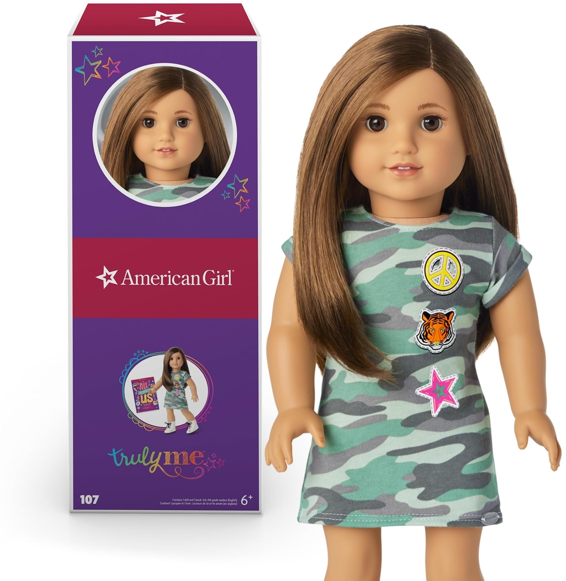 Truly Me 18-inch Doll #107 with Brown Eyes, Brown Hair, Light-to-Medium Skin