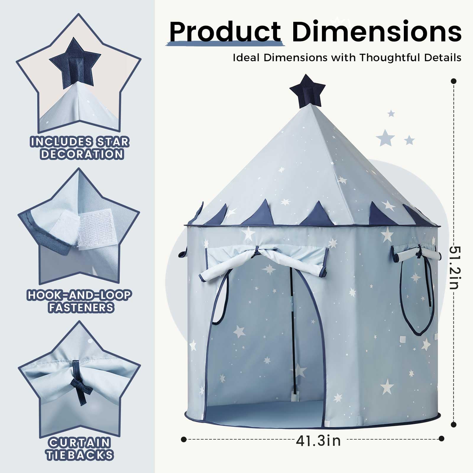 Pop-Up Kids Play Tent with Starry Sky Design