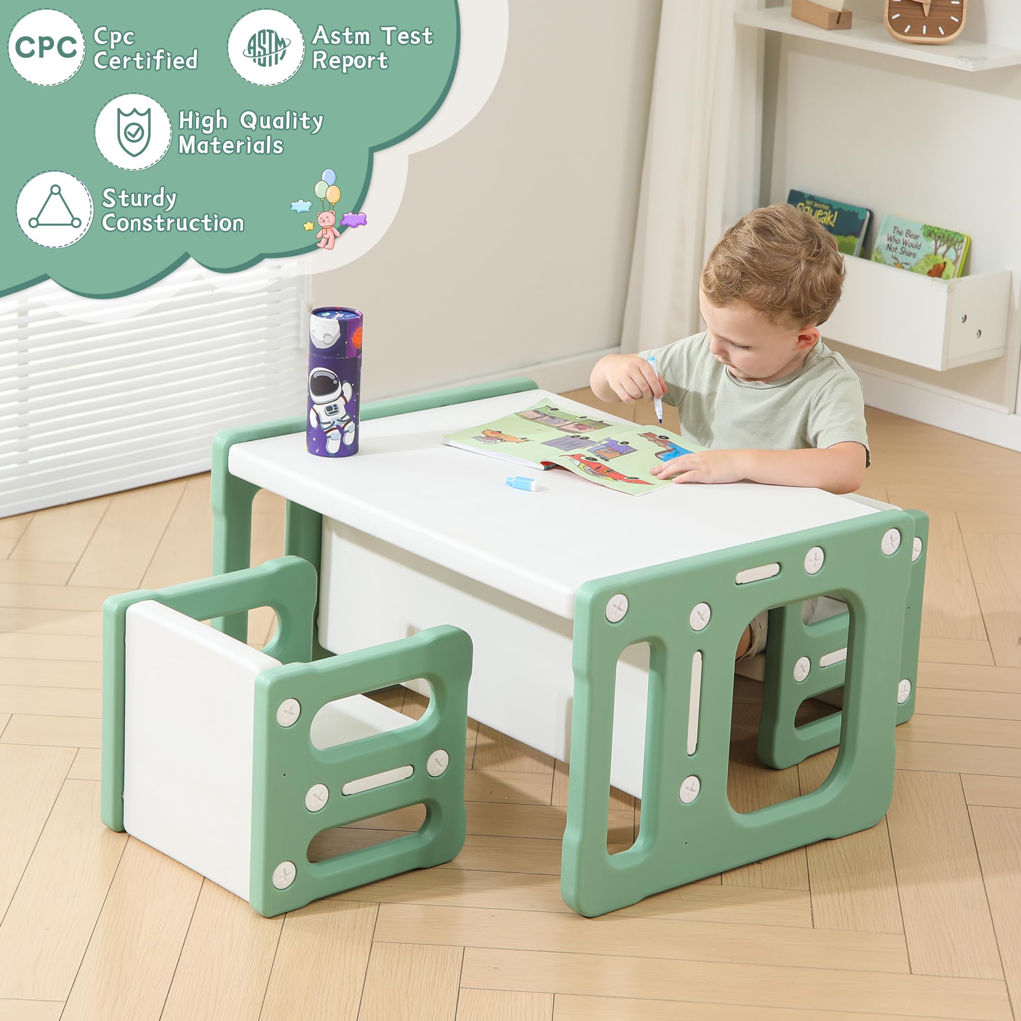Montessori Table and Chair Set for Kids Ages 3-8