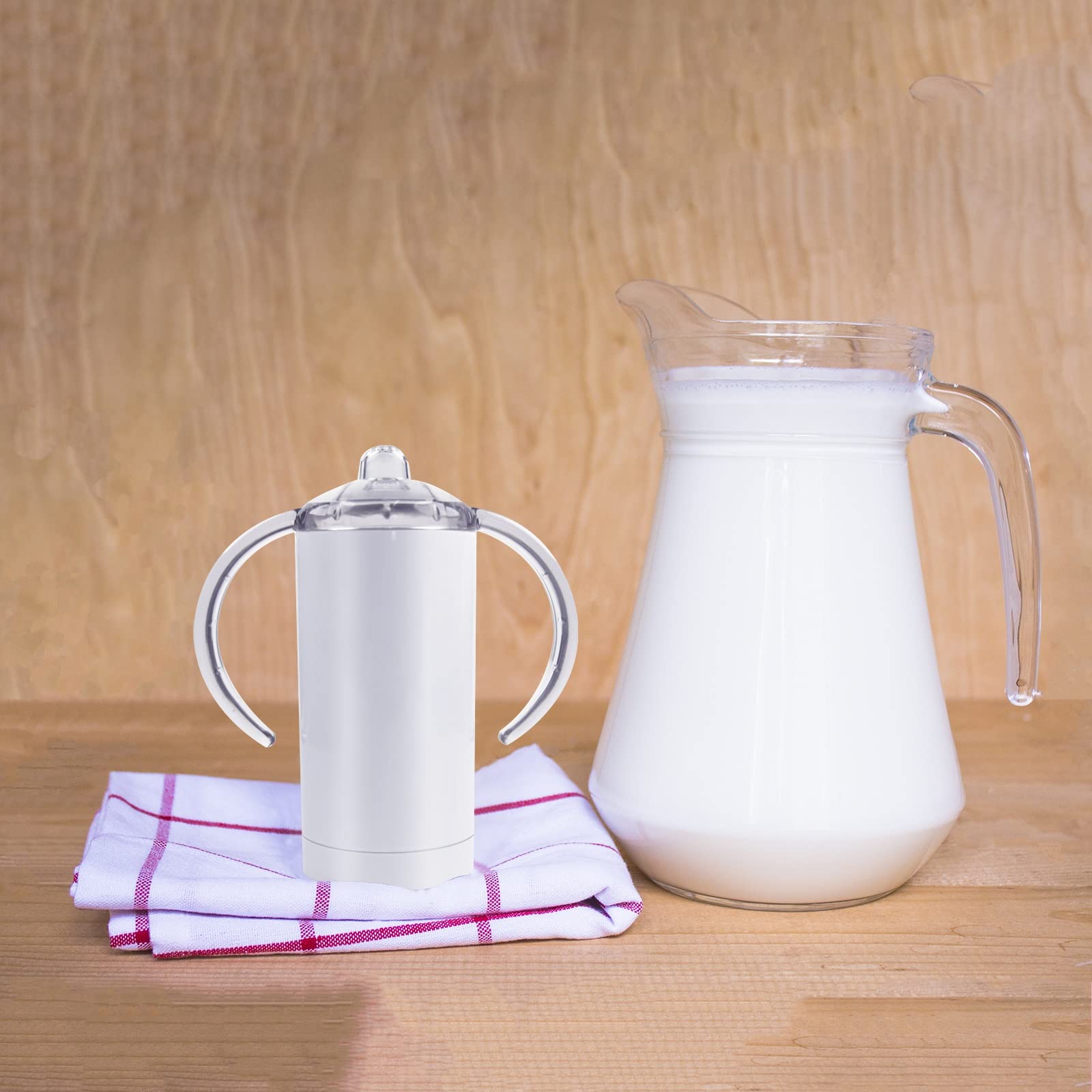 Pack 12 OZ Sublimation White Blank Straight Sippy Cup，Toddler