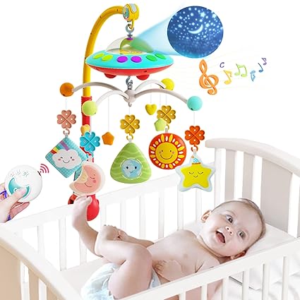 Baby Crib Mobile with Music and Lights, Mobile for Crib with Remote Control