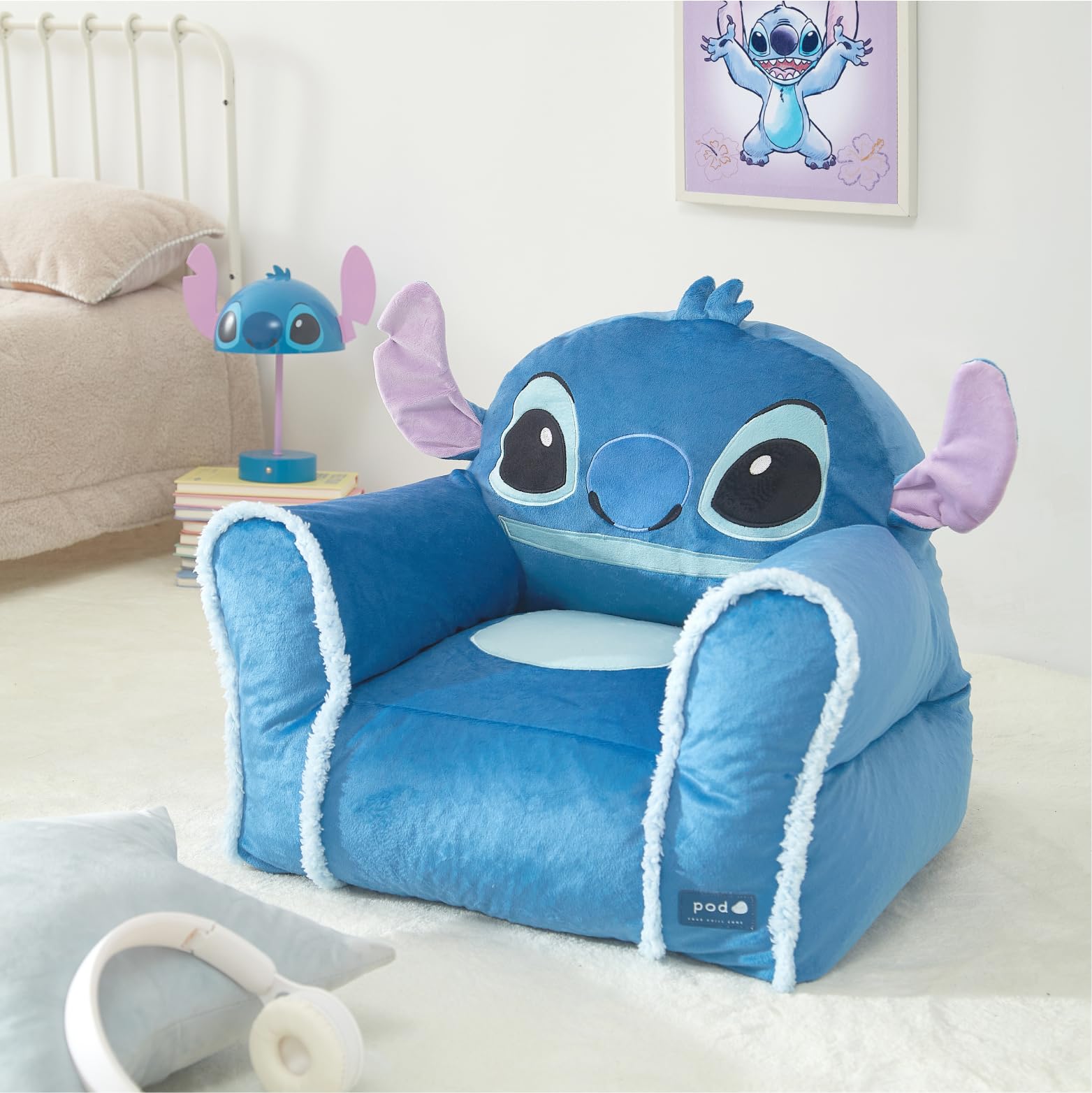 Disney Stitch Figural Soft and Comfortable Structured Bean Bag Sofa Chair for Kids