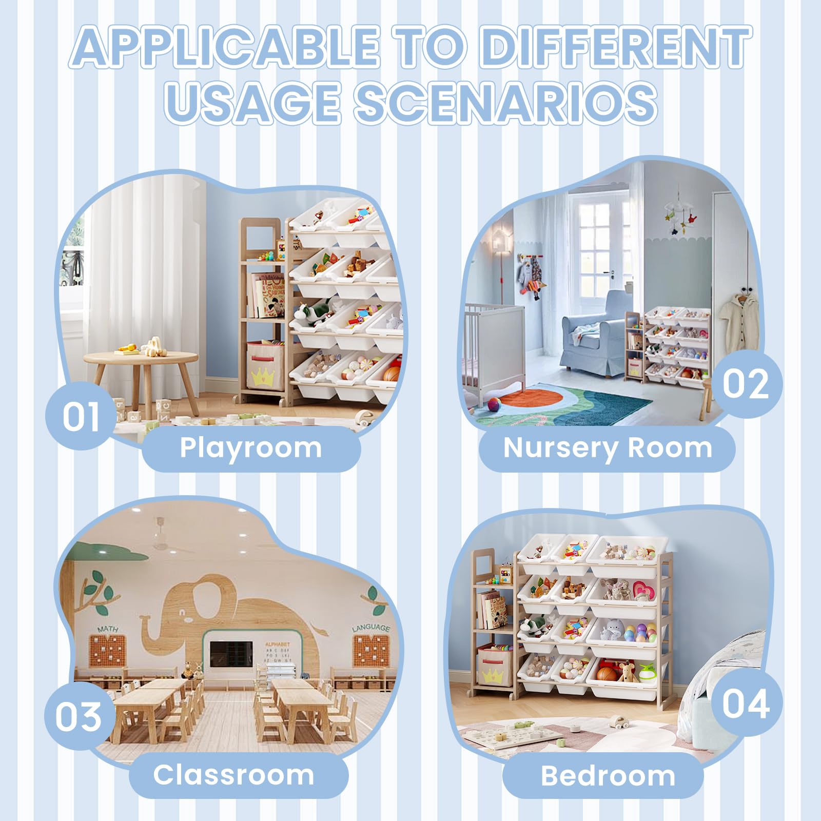 Toy Storage Organizer with Bookshelf and 12 Bins