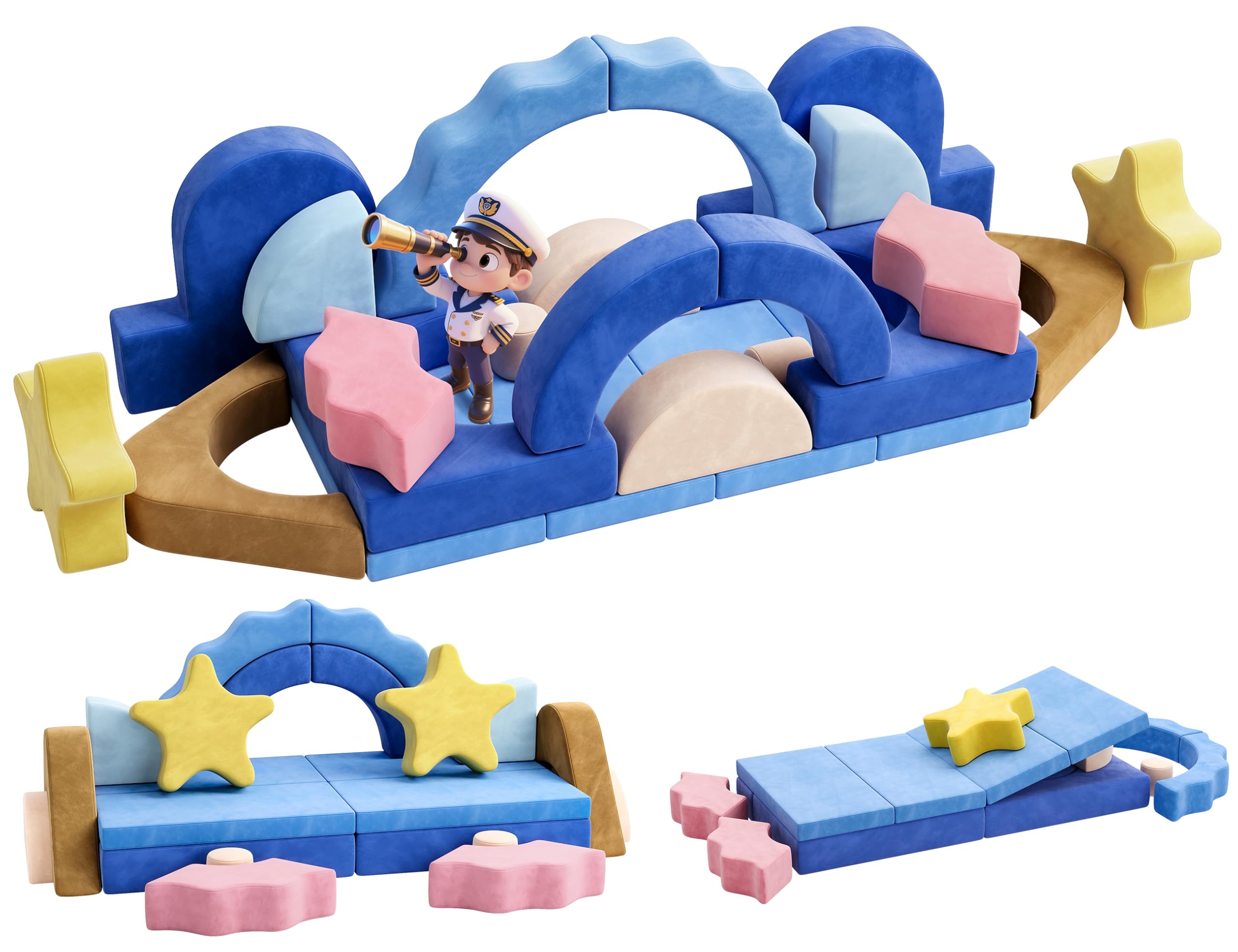 24Pcs Modular Kids Play Couch, Toddler Couch