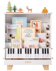 Kids Bookshelf, White Wooden Book Shelf with Stability & Sturdiness