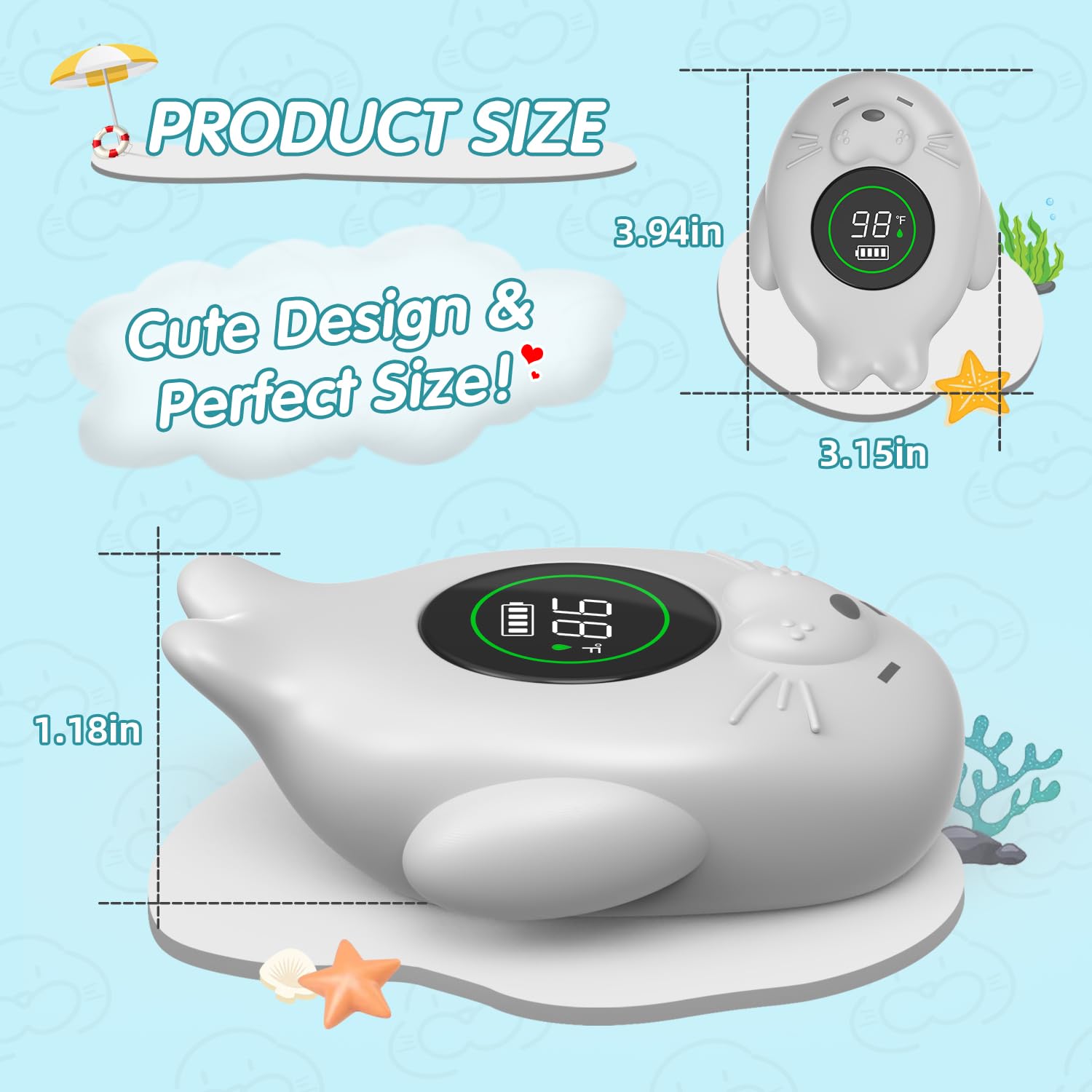 Rechargeable Bath Thermometer Baby Safety, Bath Temp Thermometer for Tub, Floating Shower Temperature Toy for Pregnancy Infant Kids