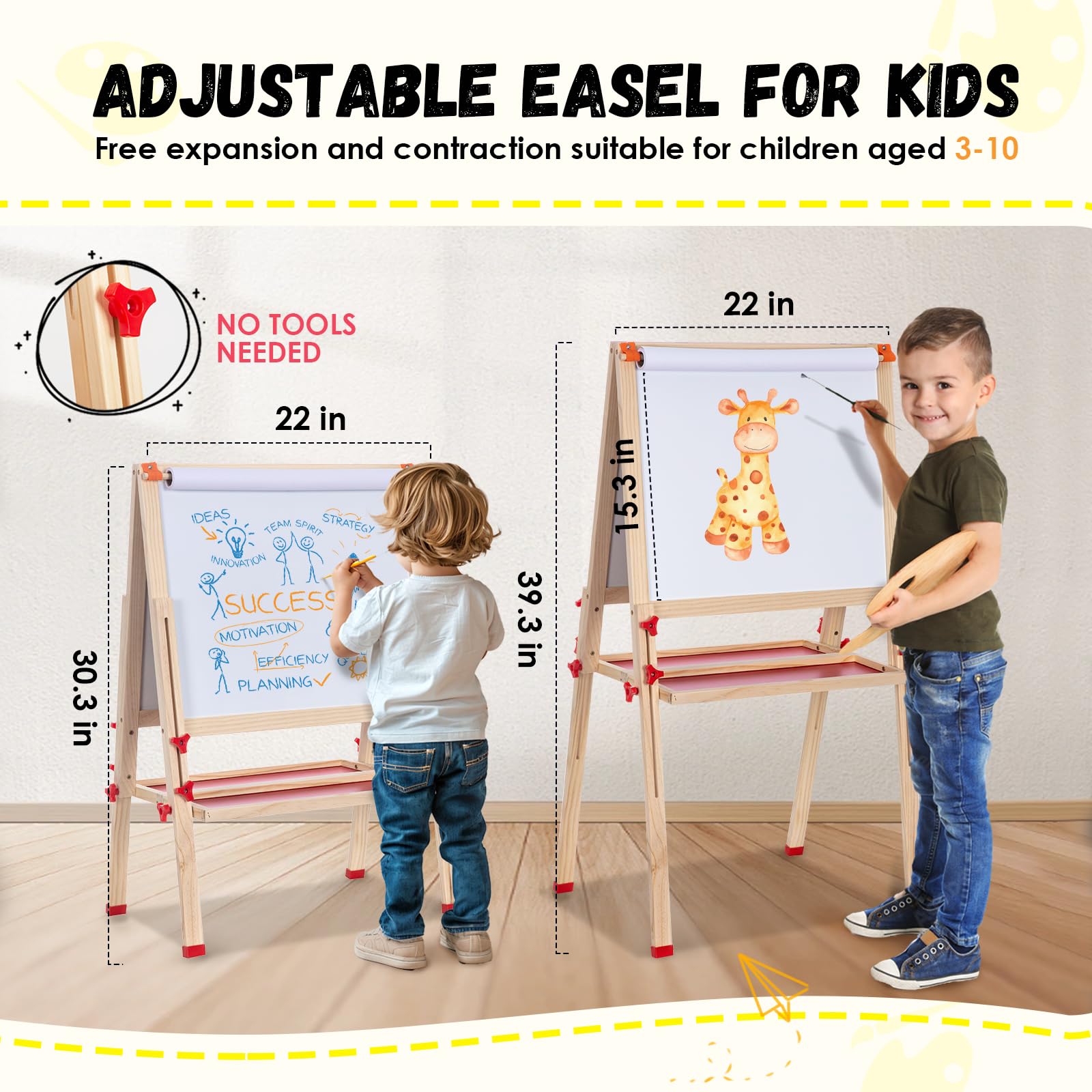 Kids Art Easel Double Sided Adjustable Wooden
