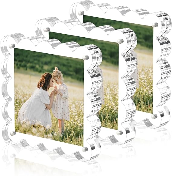 Clear Picture Frames 3Pack - Acrylic Magnetic Photo Frame 4×4 Inch