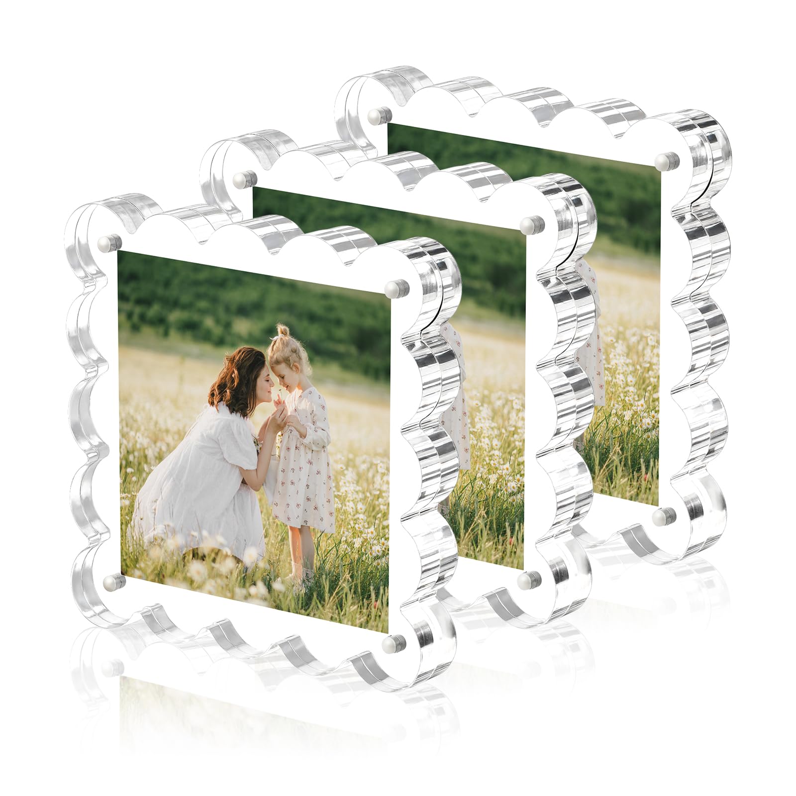 Clear Picture Frames 3Pack - Acrylic Magnetic Photo Frame 4×4 Inch