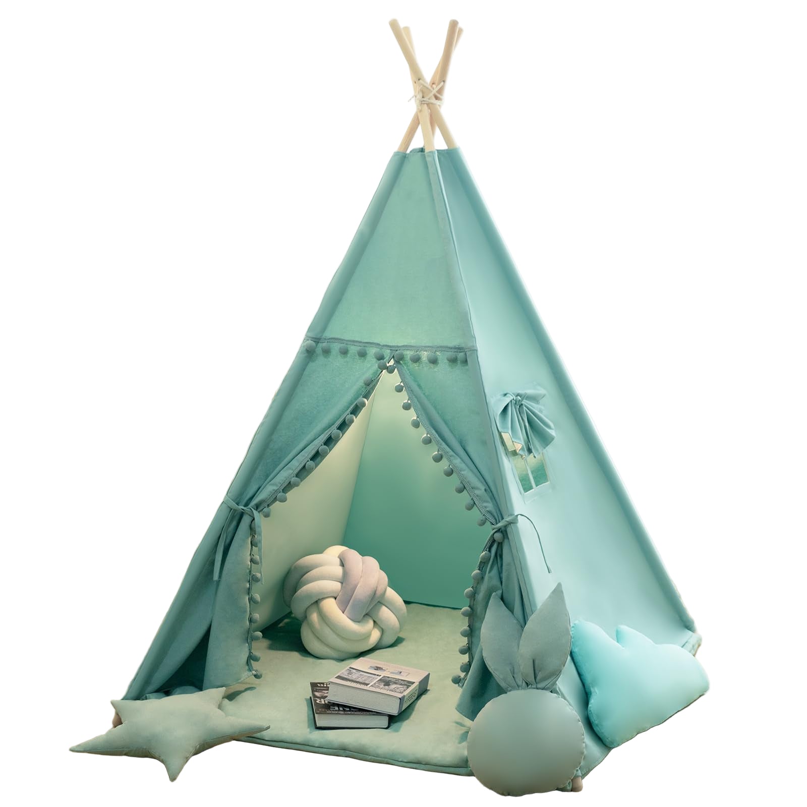 Teepee Tent for Kids with Mat, Star Lights, Carry Case