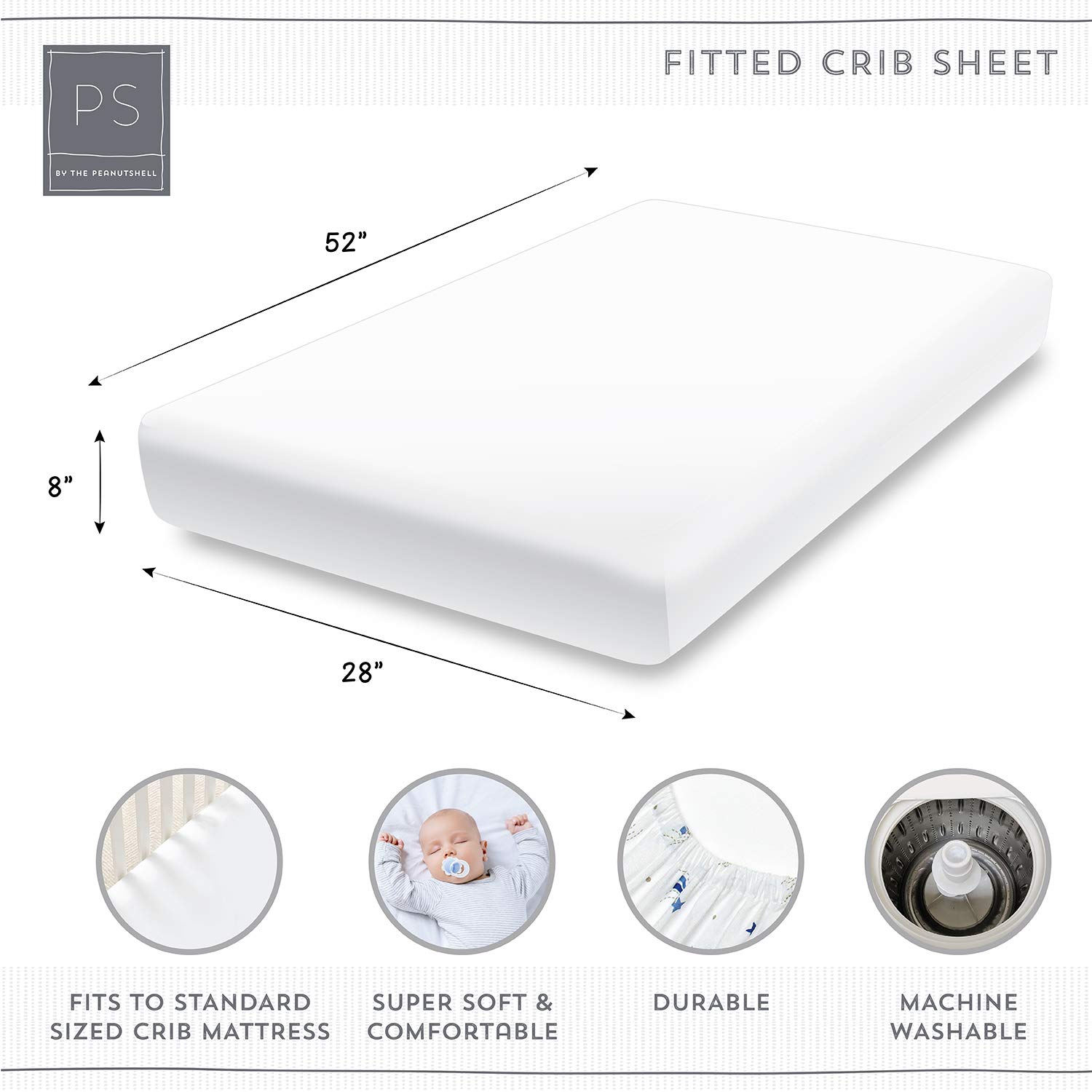 The Peanutshell 3 Piece Baby Crib Bedding Set for Boys & Girls - Newborn, Infant & Toddler Nursery Bed Set Decor with Fitted Crib Sheet, Dust Ruffle Comforter - Elephant Walk