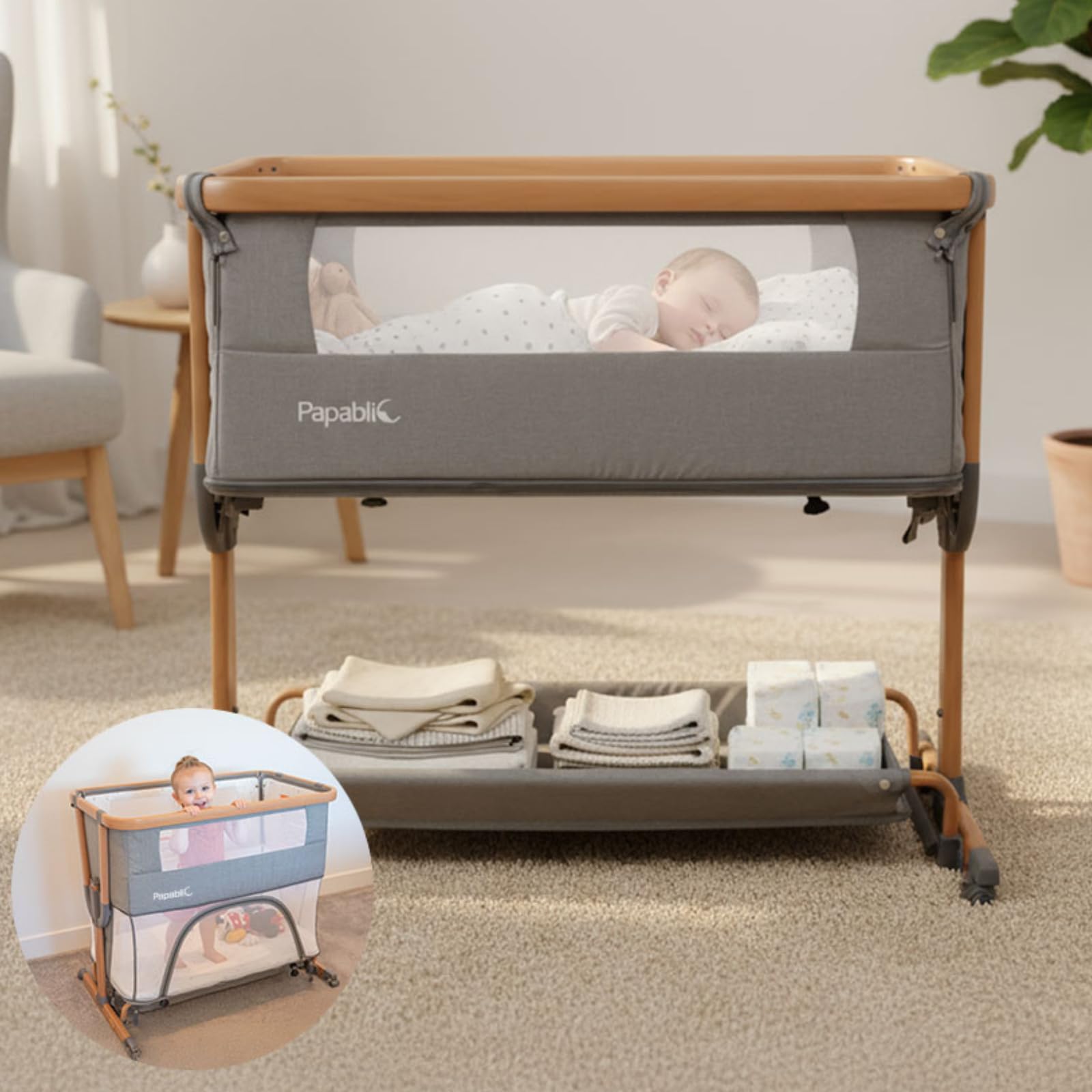 4-in-1 Convertible Baby Bassinet with Adjustable Height