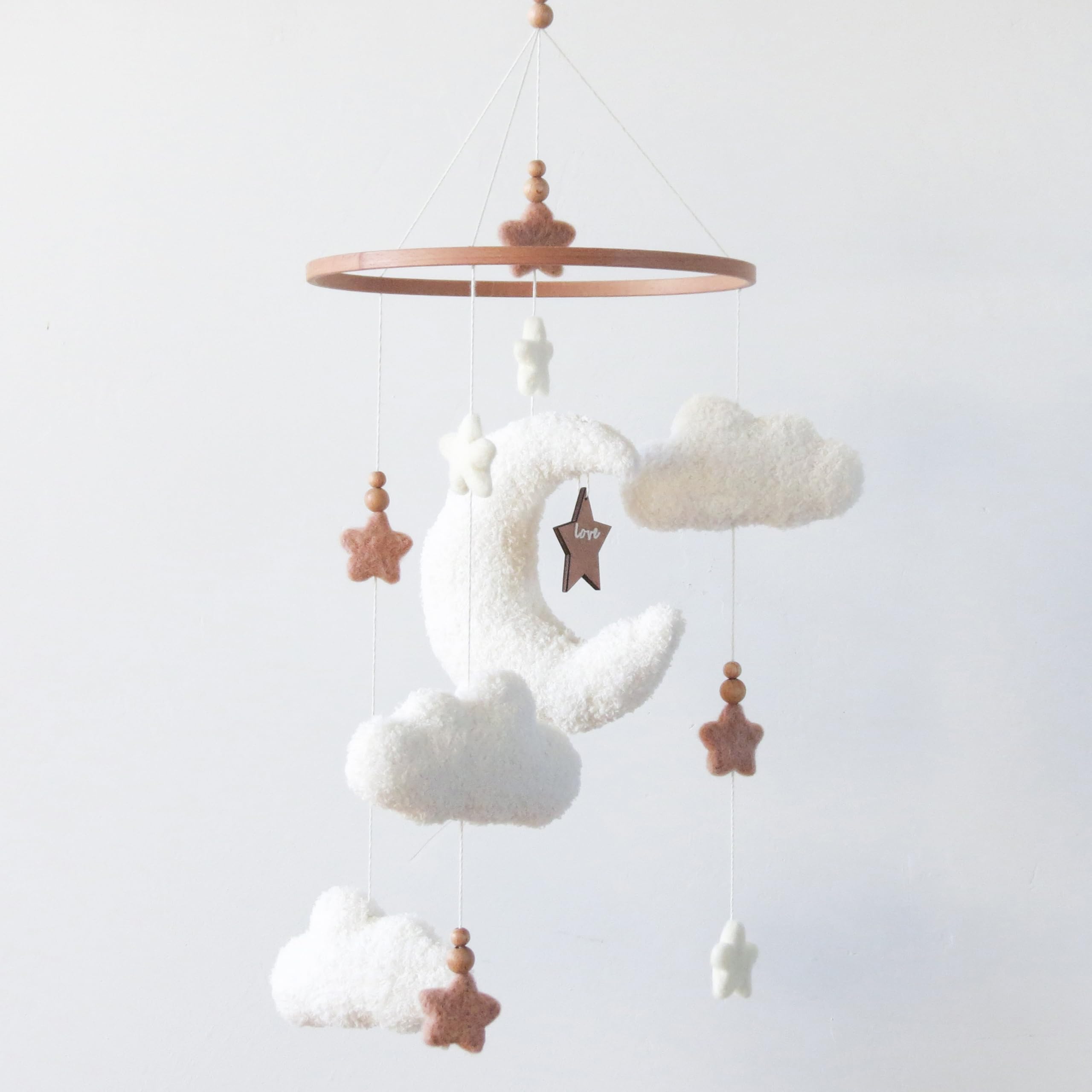 Cloud Moon Crib Mobile Cloud Baby Mobile for Crib Neutral Boho Clouds and Stars Moon