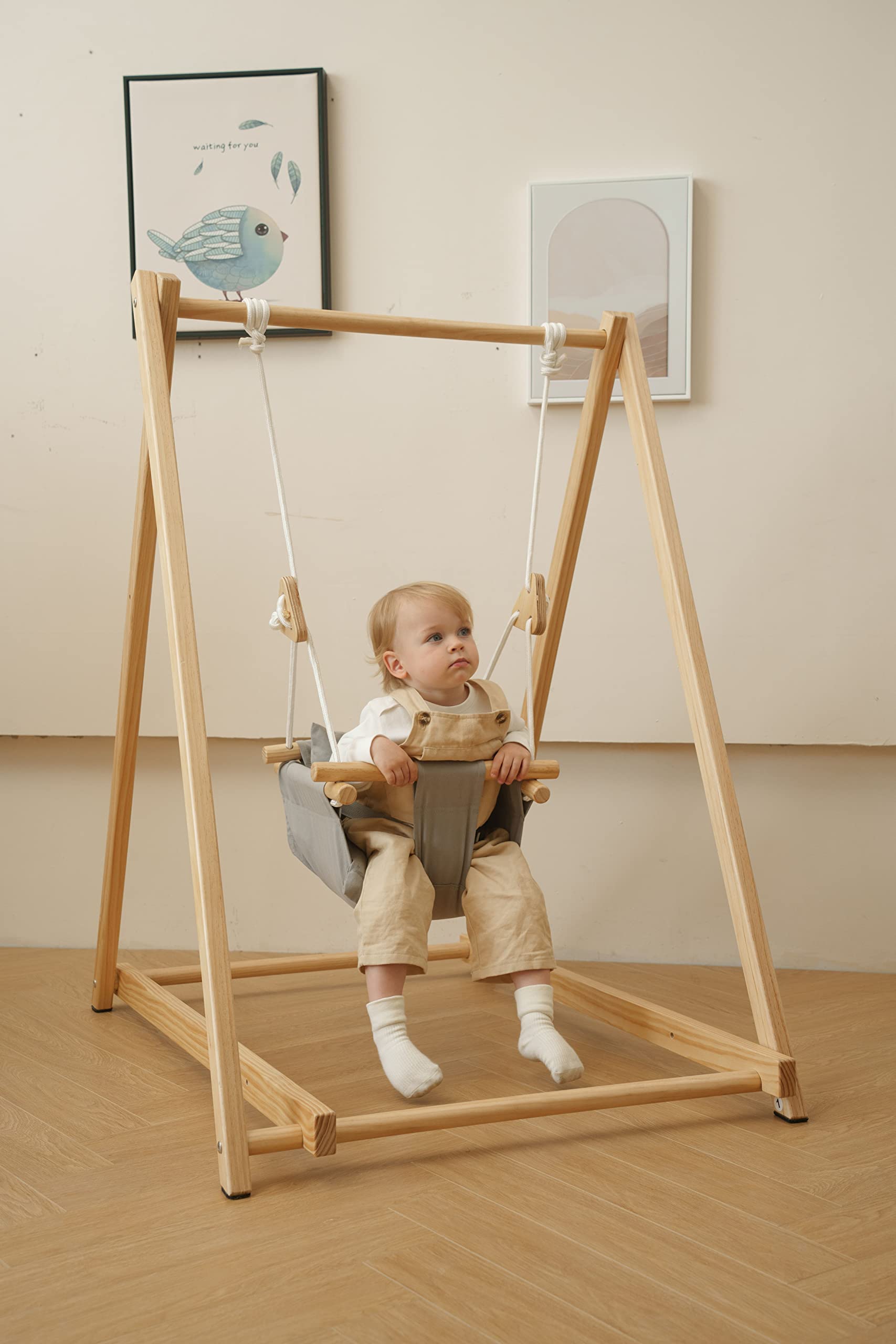 Foldable Indoor Toddler Swing Set with Stand