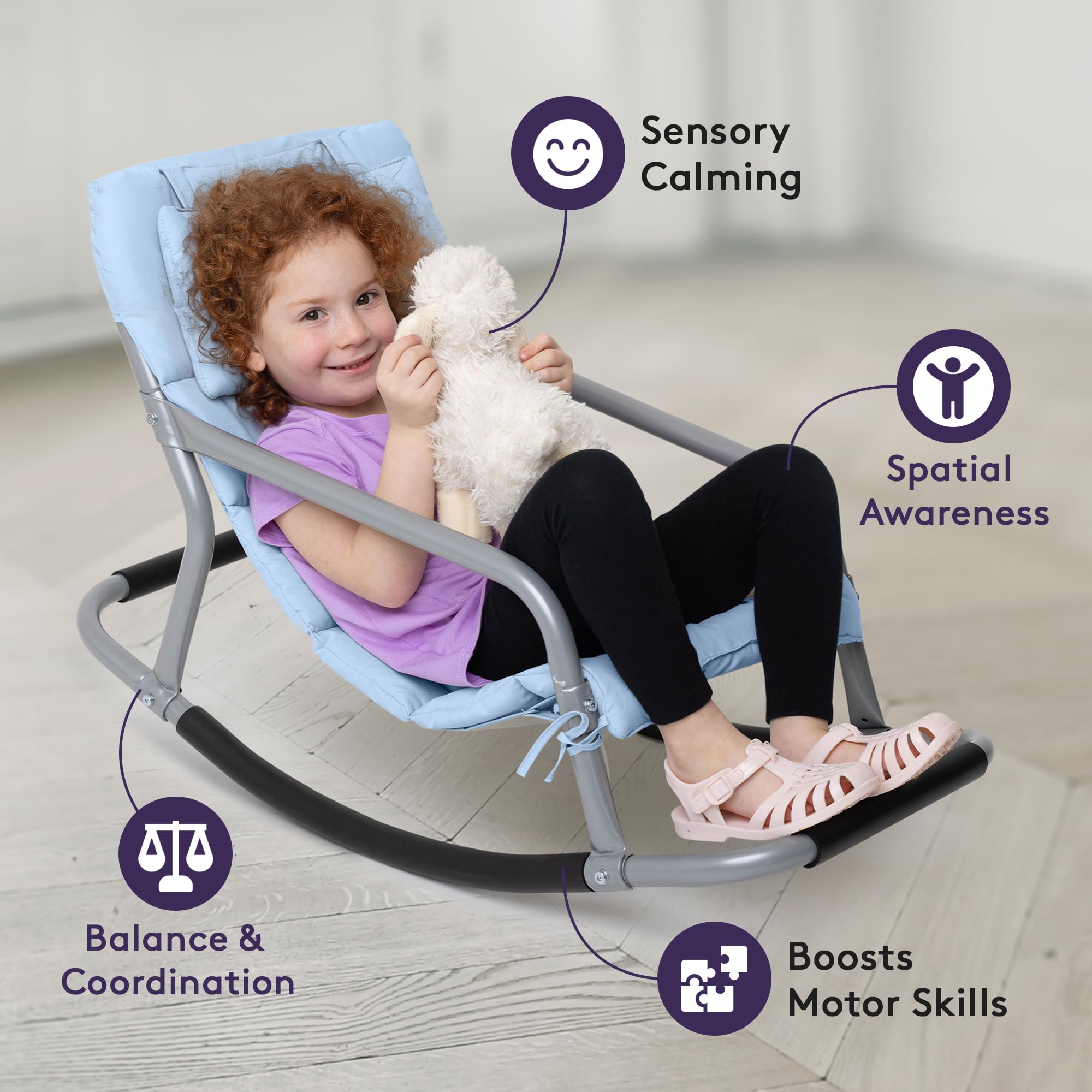 Sensory Rocking Chair for Kids - Blue Floor Rocker