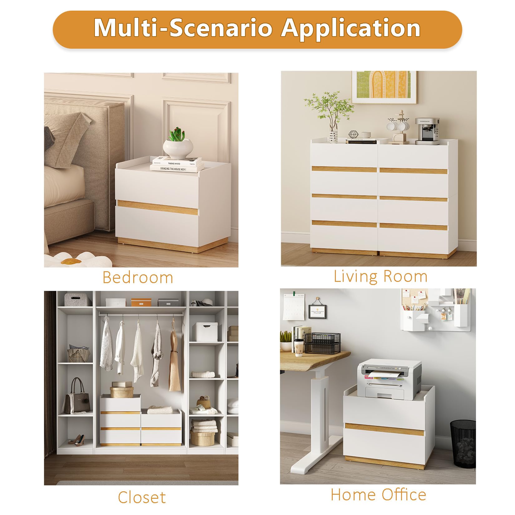 Large Modern Nightstand with Drawers 24x16x20