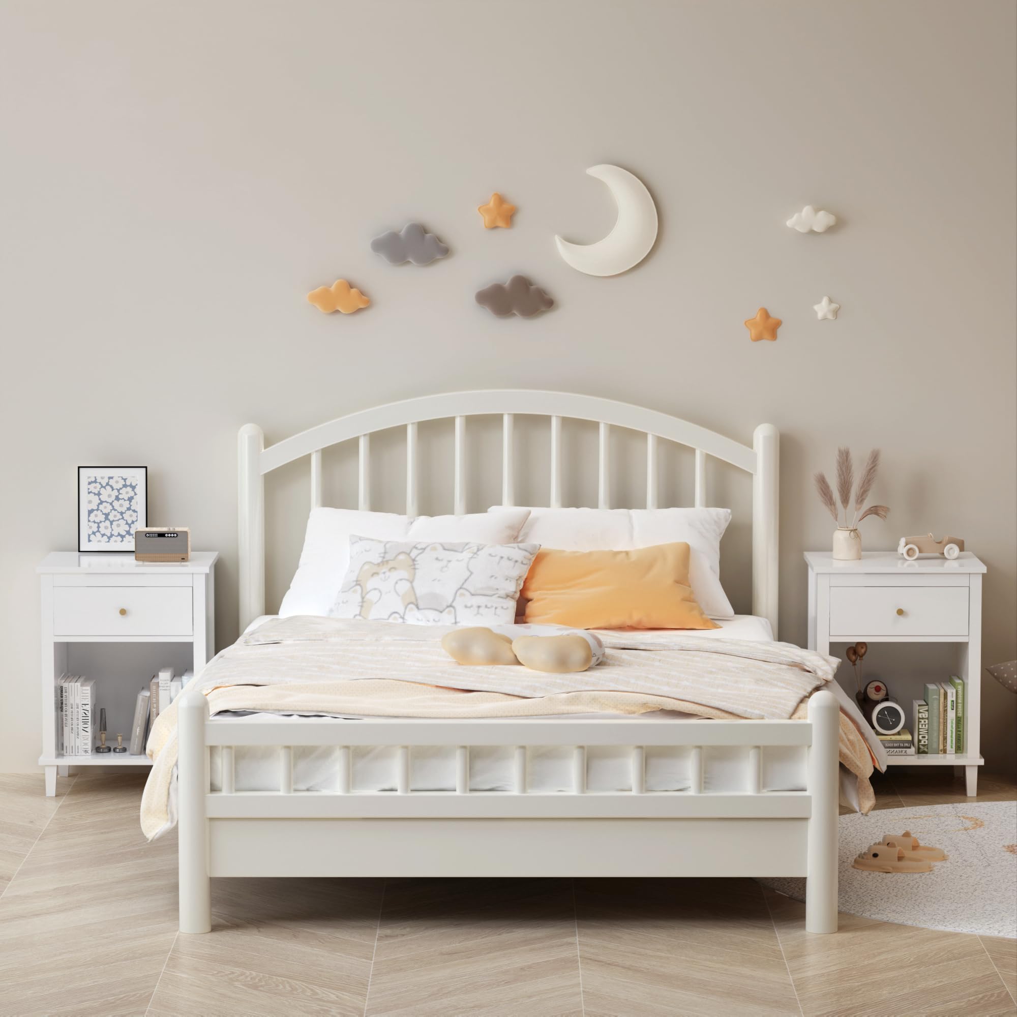 Kids Nightstand with Drawer and Storage Shelf