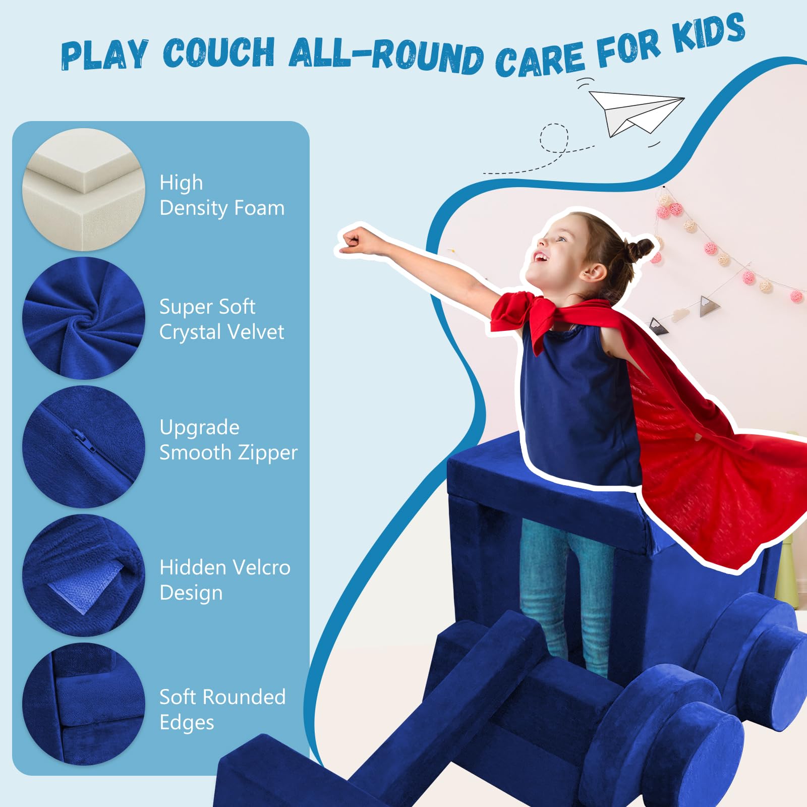 Modular Kids Play Couch 18-Piece Foam Building Set