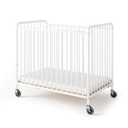 Chelsea Slatted Metal Compact Daycare Crib, 3" Casters