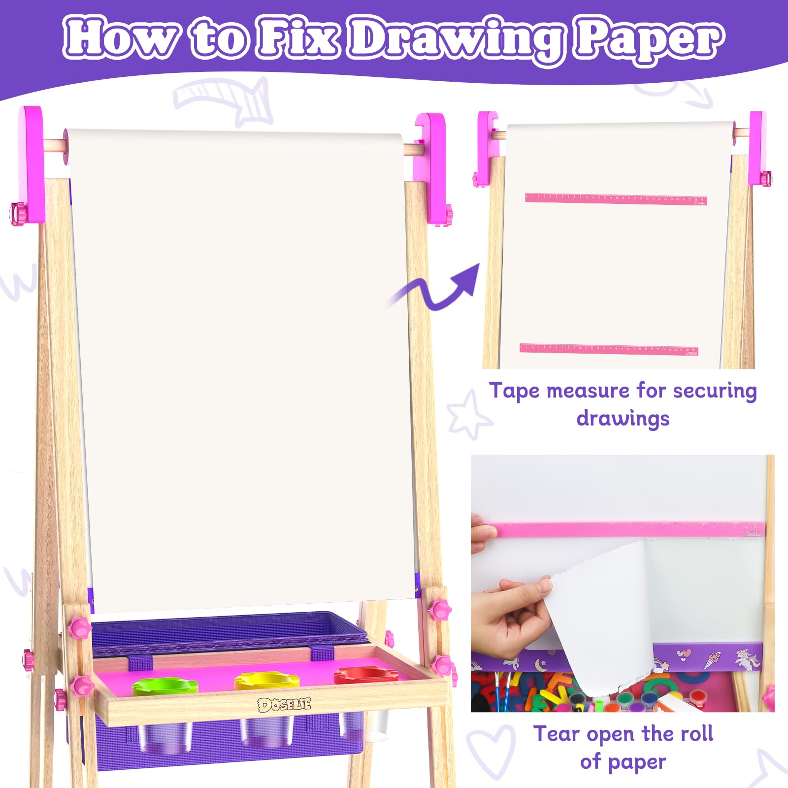 Art Easel for Kids 4-8,Kids Easel with Paper Roll and Art Supplies,Toddler Toys Ages for 5-7,Toddler Drawing Board Learning Eductional Toys for 4 5 6 7 8 Year Old Boy Girls Birthdays Gifts