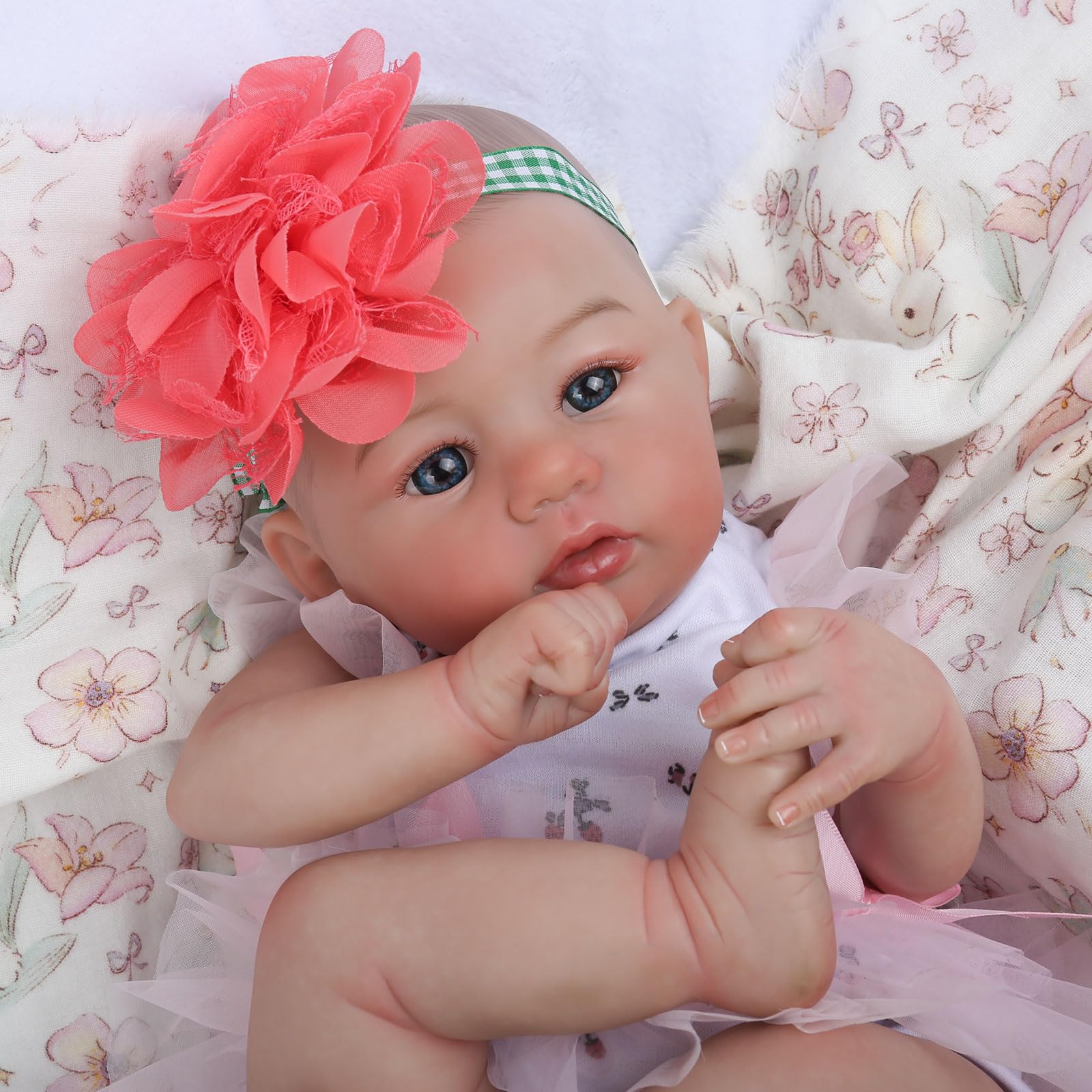 Realistic Reborn Baby Dolls, 18 Inch Lifelike Newborn Eyes Open Girl Real Life Soft Cloth Body