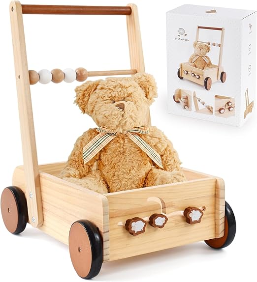 Kids Wagon Toy,Wooden Toys Cargo Walker Cart Wagon Stroller