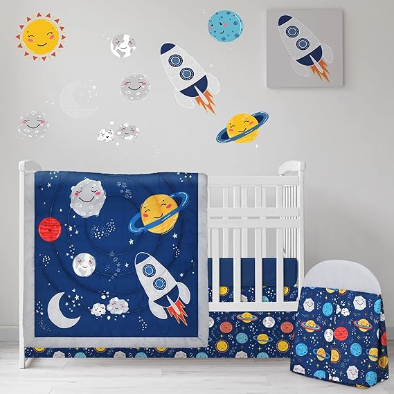 4 Pieces Baby Crib Bedding Set, Nursery Bedding Standard Size Soft Baby Bedding