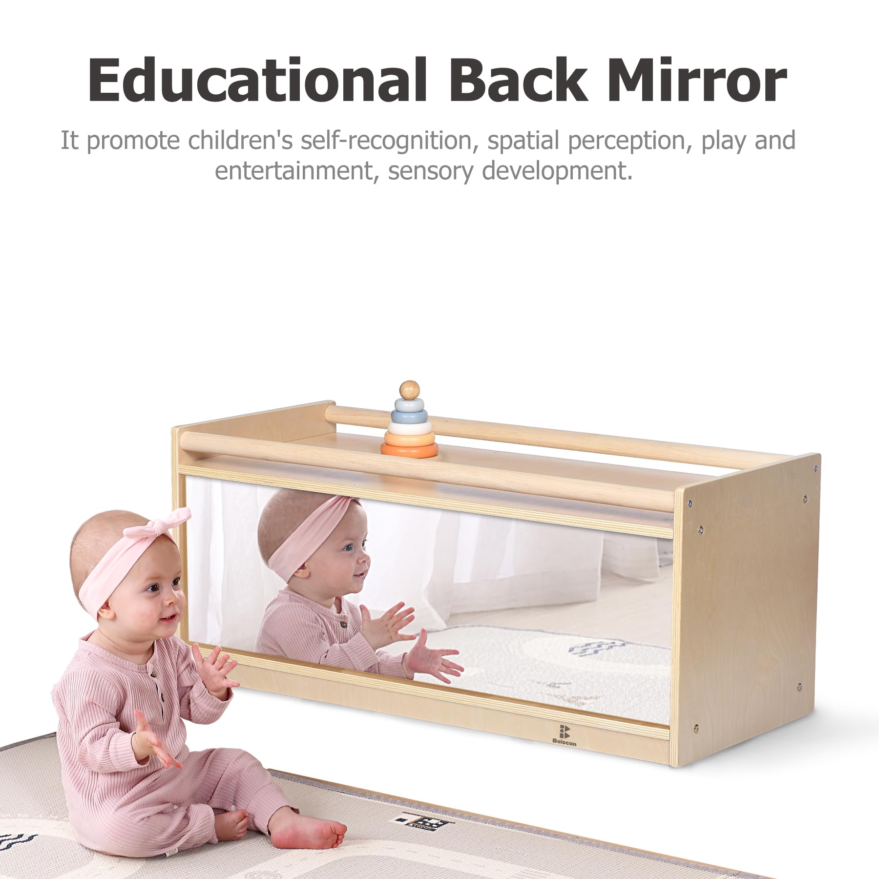 Toddler Toy Storage with Mirror Back and Pull Up Bar