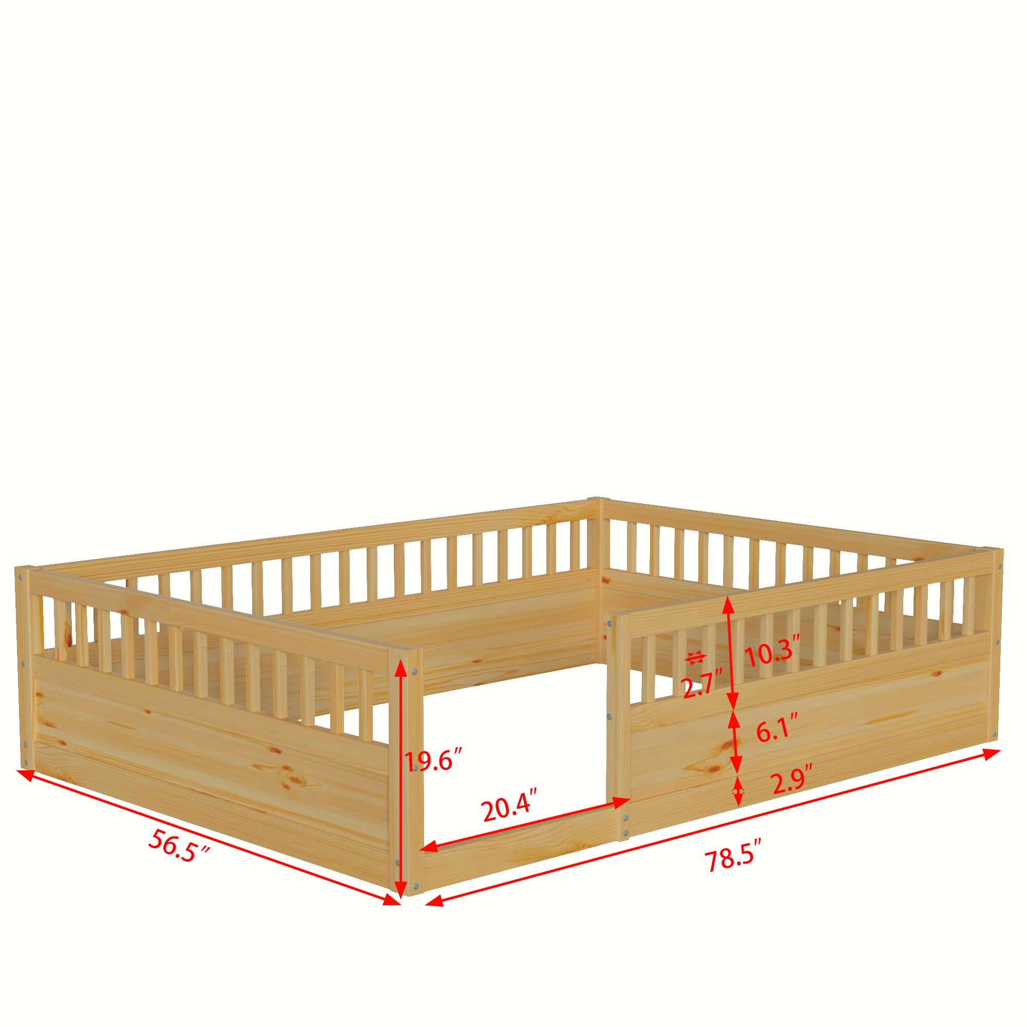 Full Size Montessori Floor Bed with Safety Fence
