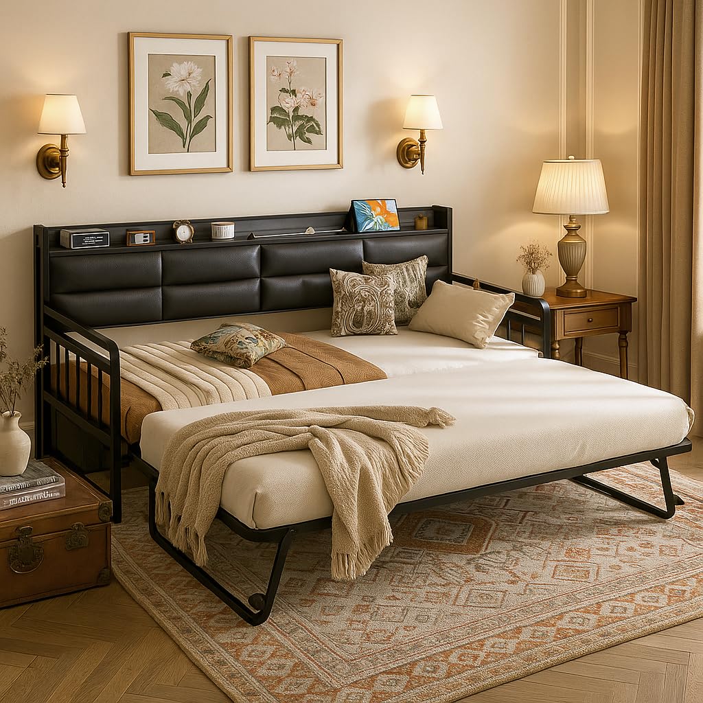 Twin Daybed with Trundle and Charging Station