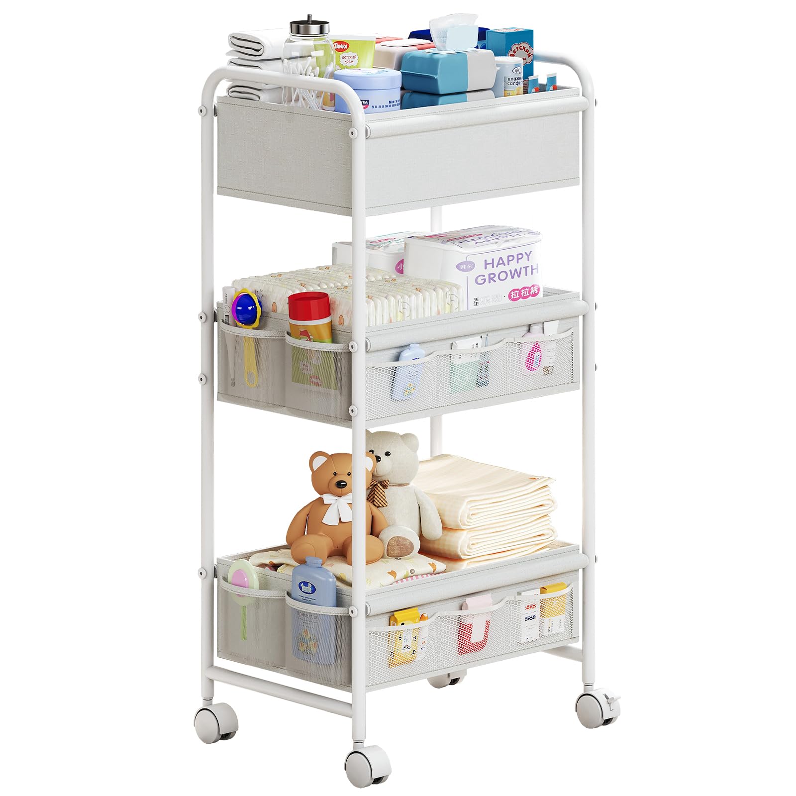 3-Tier Baby Diaper Caddy Cart Organizer,Mobile Nursery