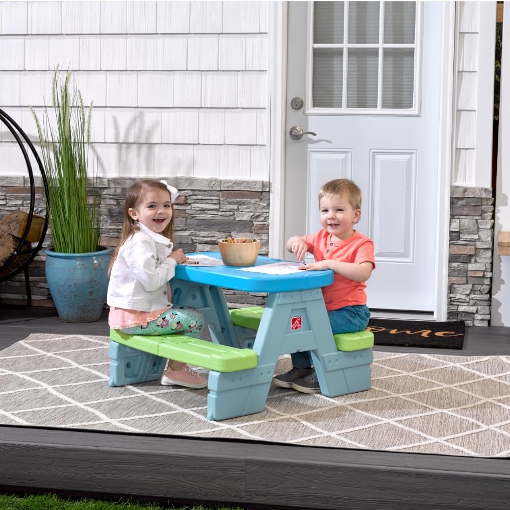Kids Picnic Table with Umbrella for Outdoor Indoor Use